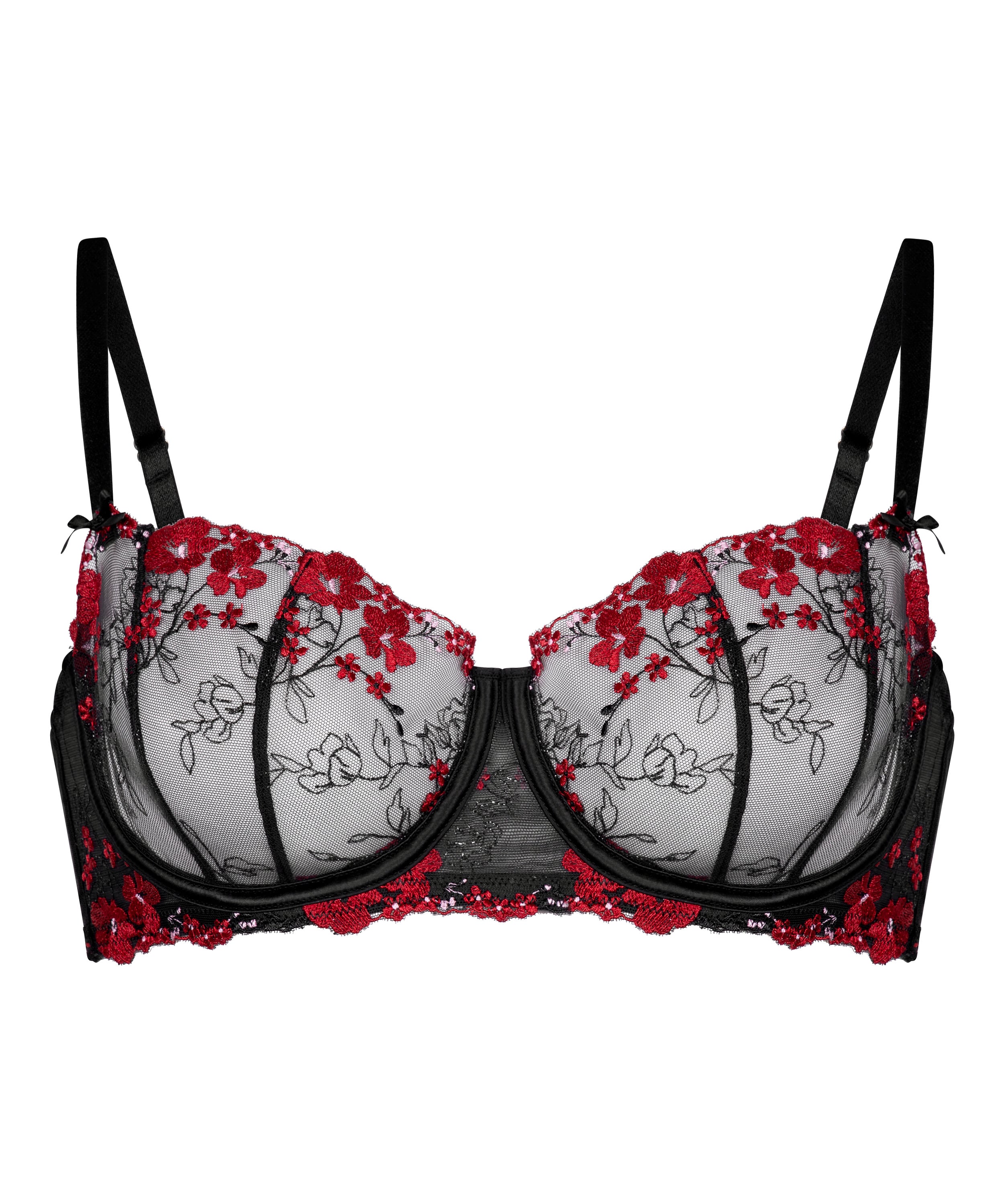 Peonie Non-Padded Underwired Bra, Black, main