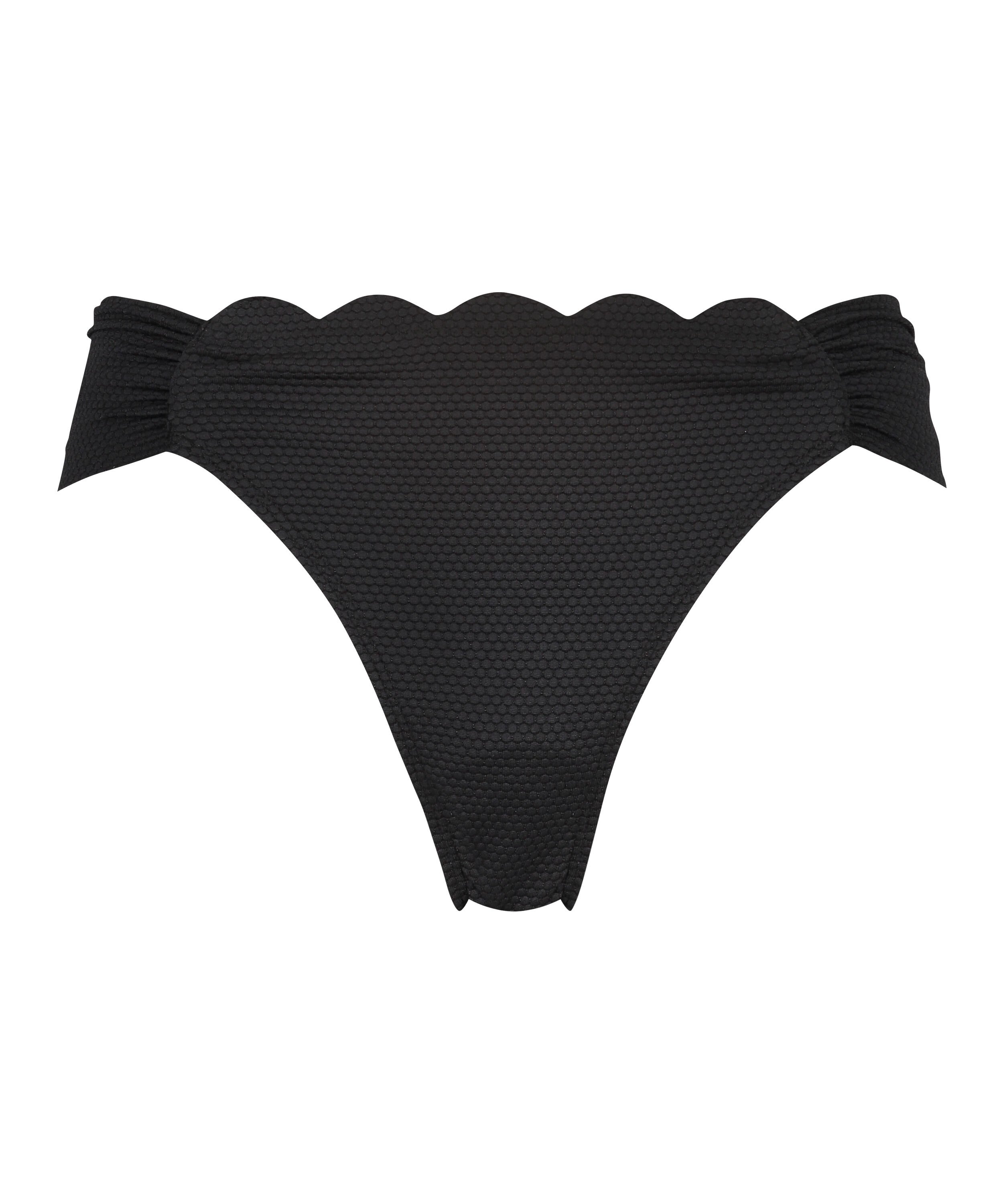 Scallop Rio Bikini Bottoms, Black