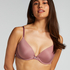 Plunge Padded Underwired Bra, Pink