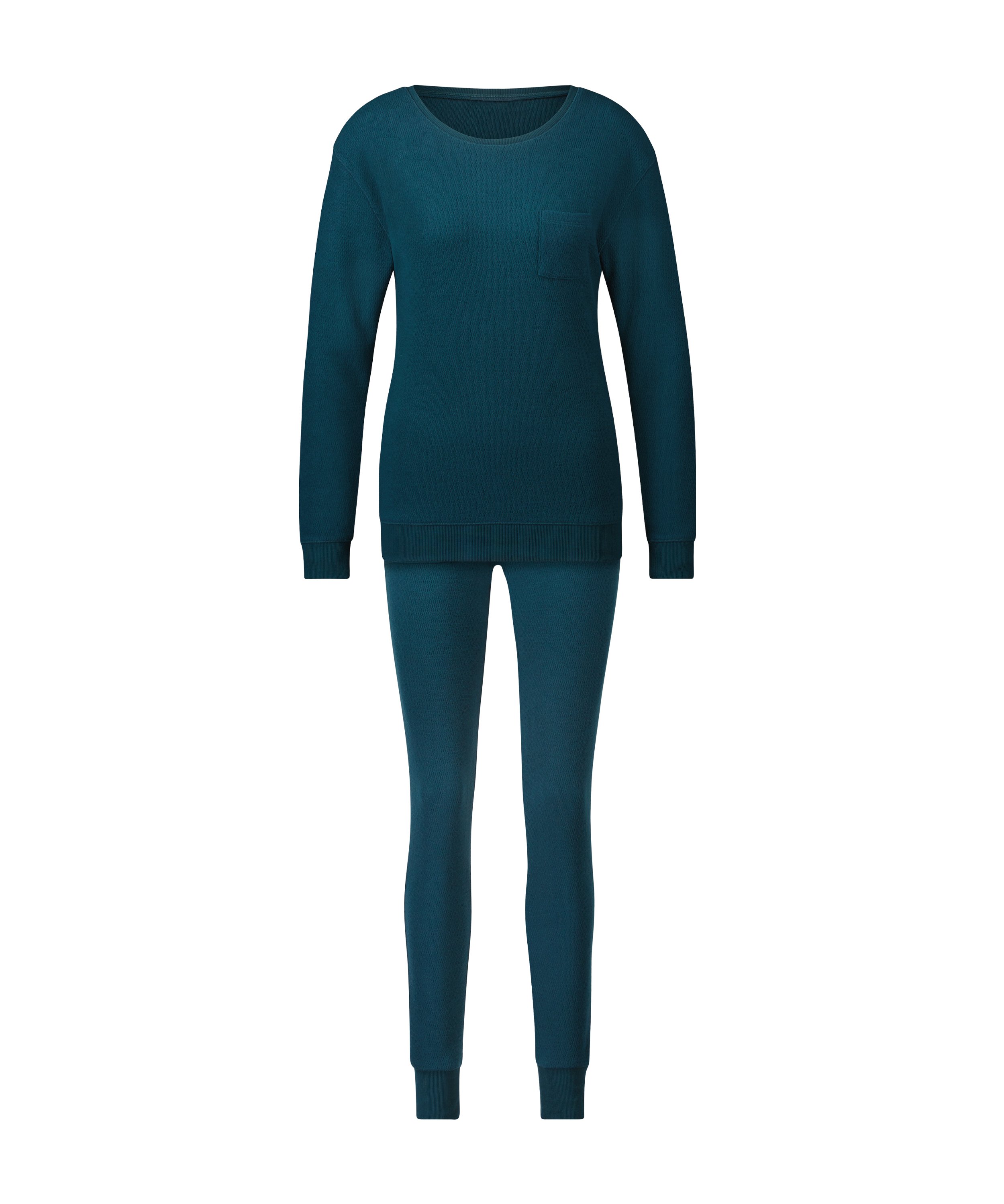 Waffle Placket Pyjama, Blue, main