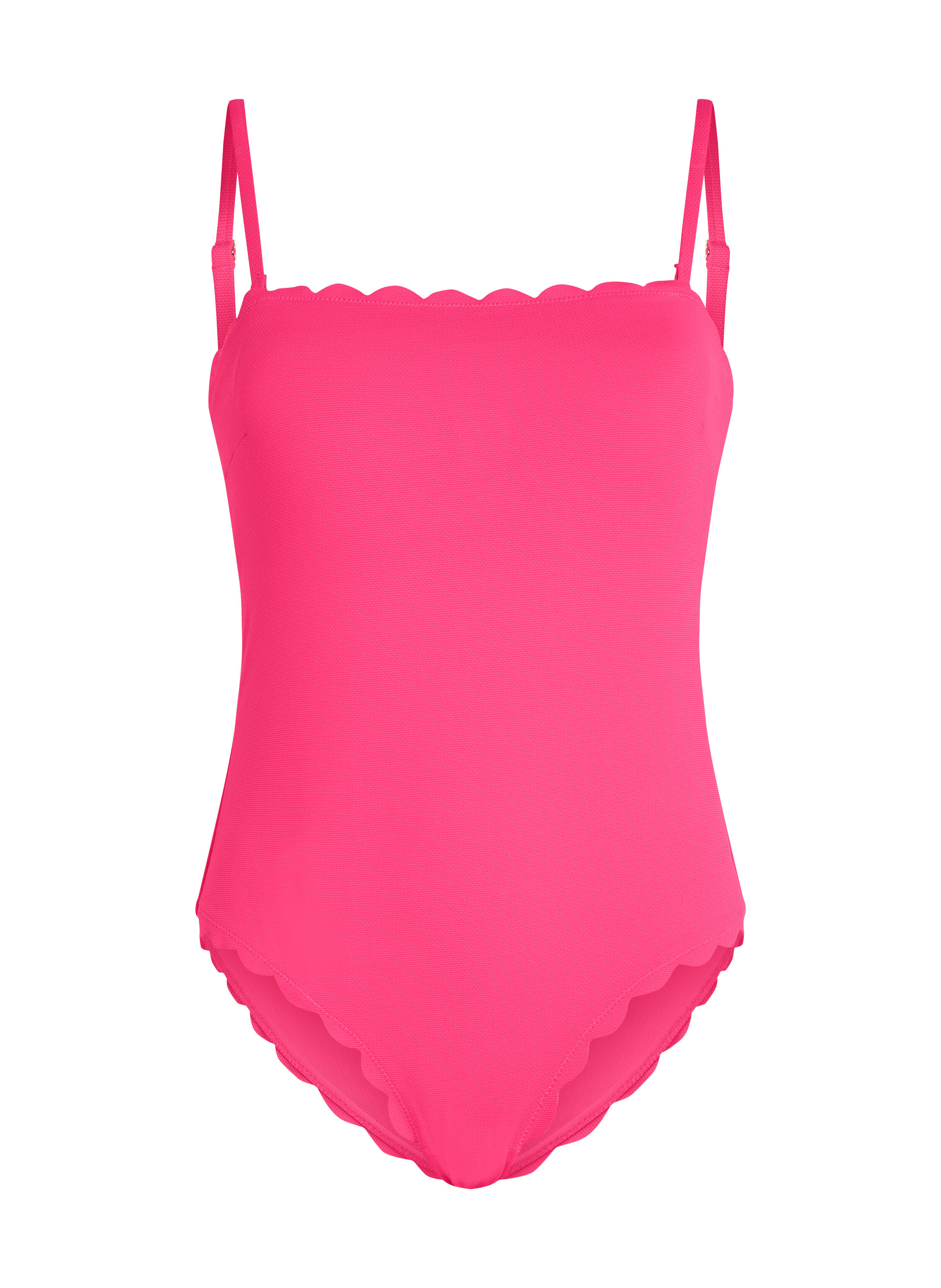 Bandeau Scallop Swimsuit, Pink