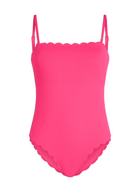 Bandeau Scallop Swimsuit, Pink