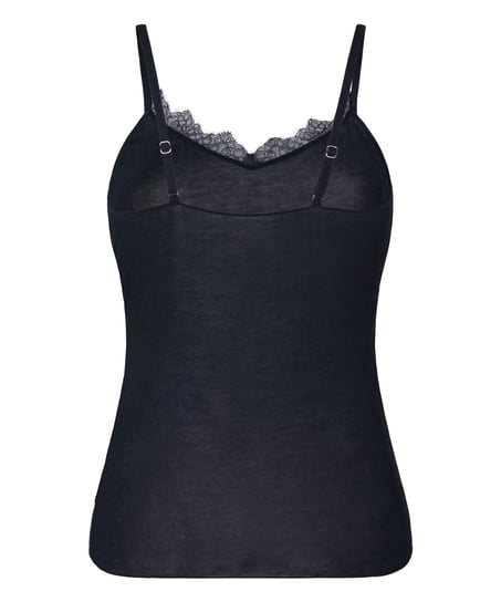 super soft Lace V-Neck cami with Cashmere, Black