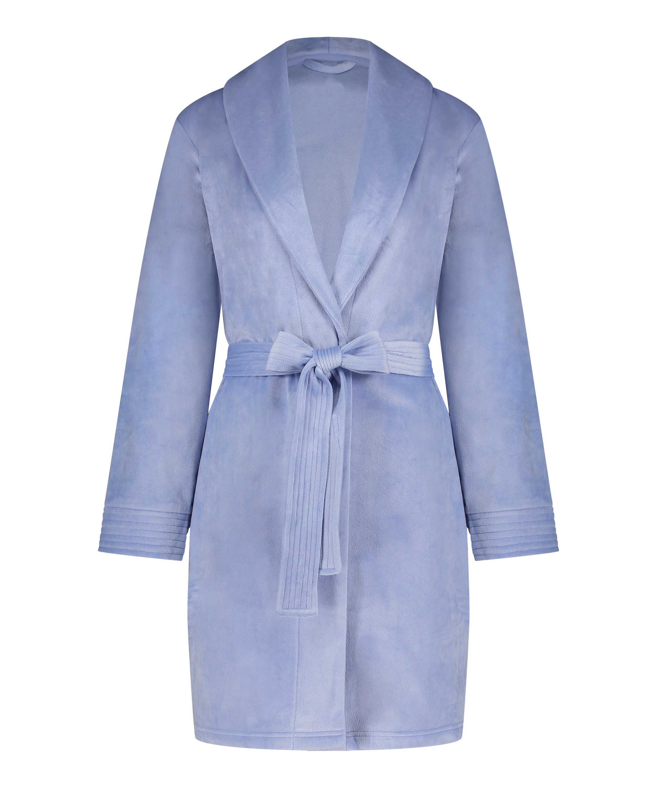 Velours short bathrobe, Blue, main