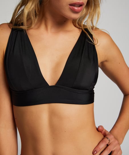 Luxe Triangle Bikini Top, Black