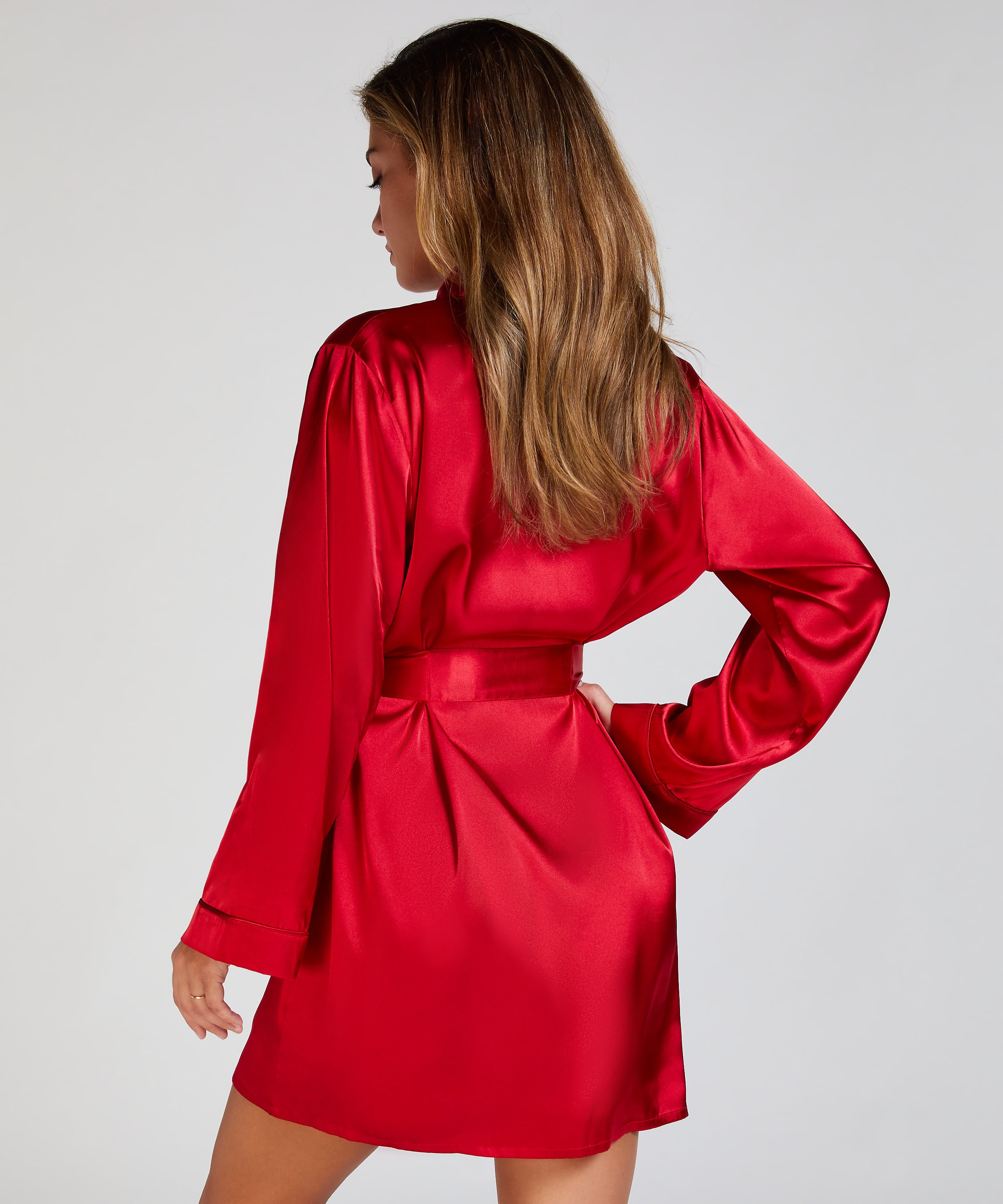 Satin Kimono, Red, main