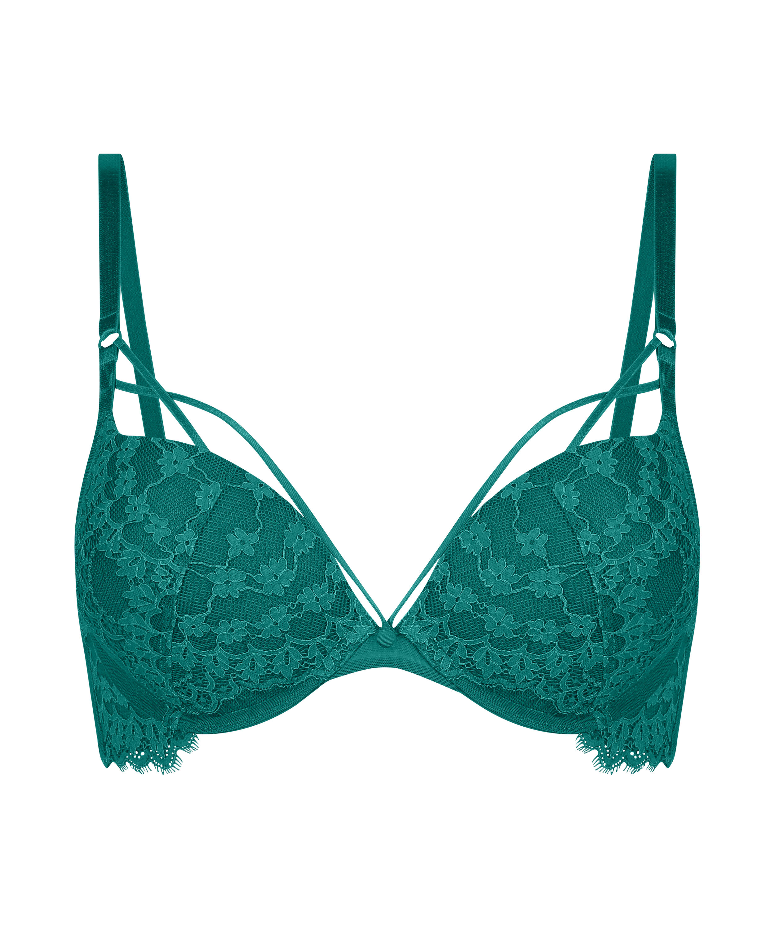 Daisy Padded Underwired Maximizer Bra, Green