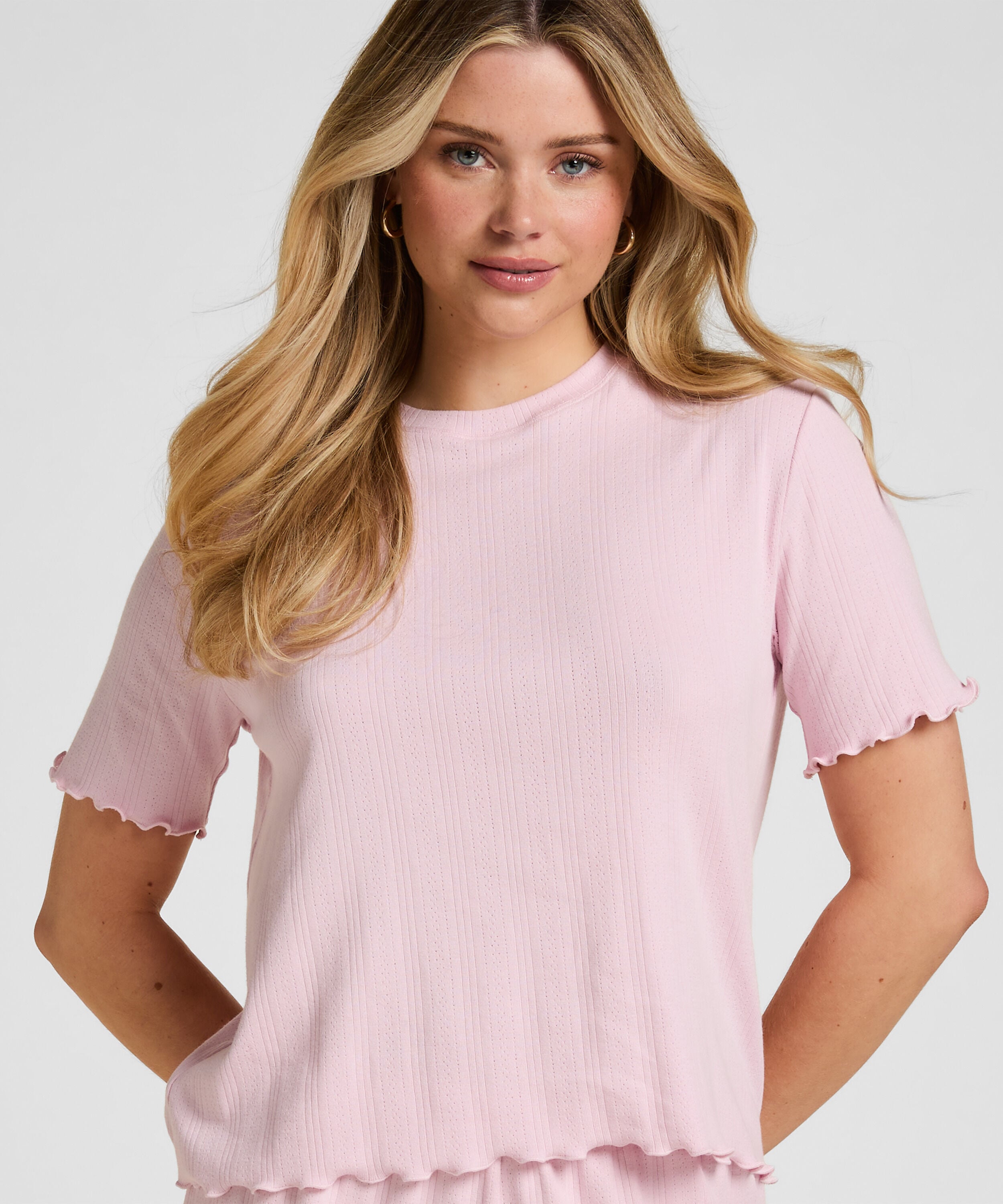 Pyjama Top Pointelle, Pink