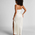 Slipdress Long Satin Floral, White