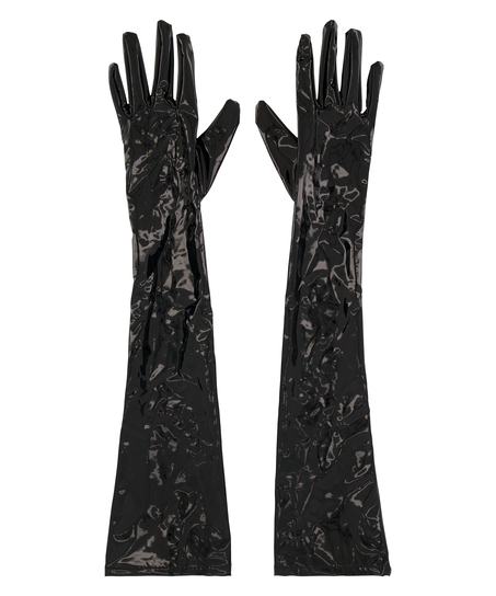 Faux Leather Gloves, Black