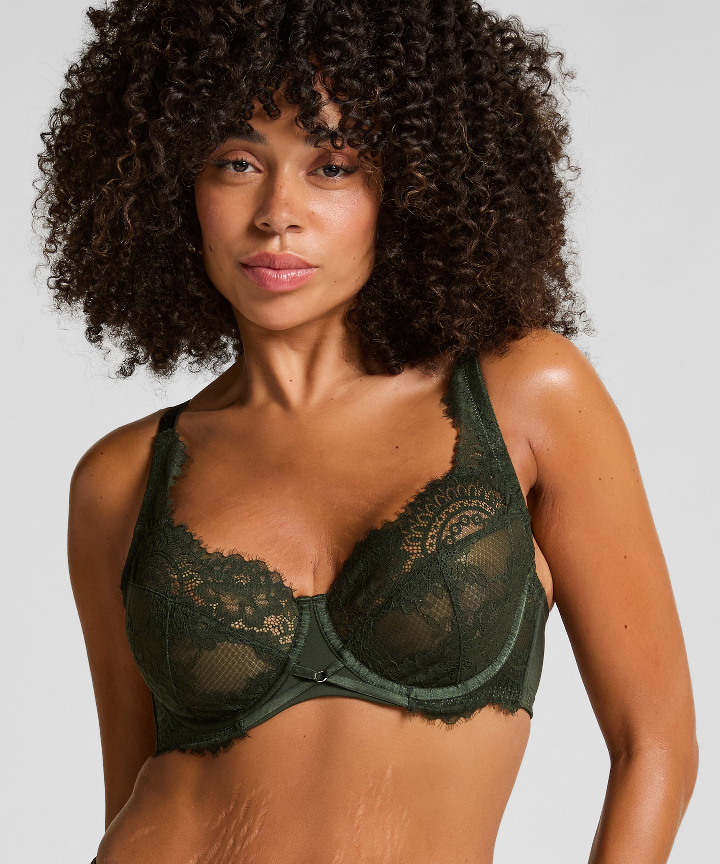 Amara Non-Padded Underwired Bra, Green, main