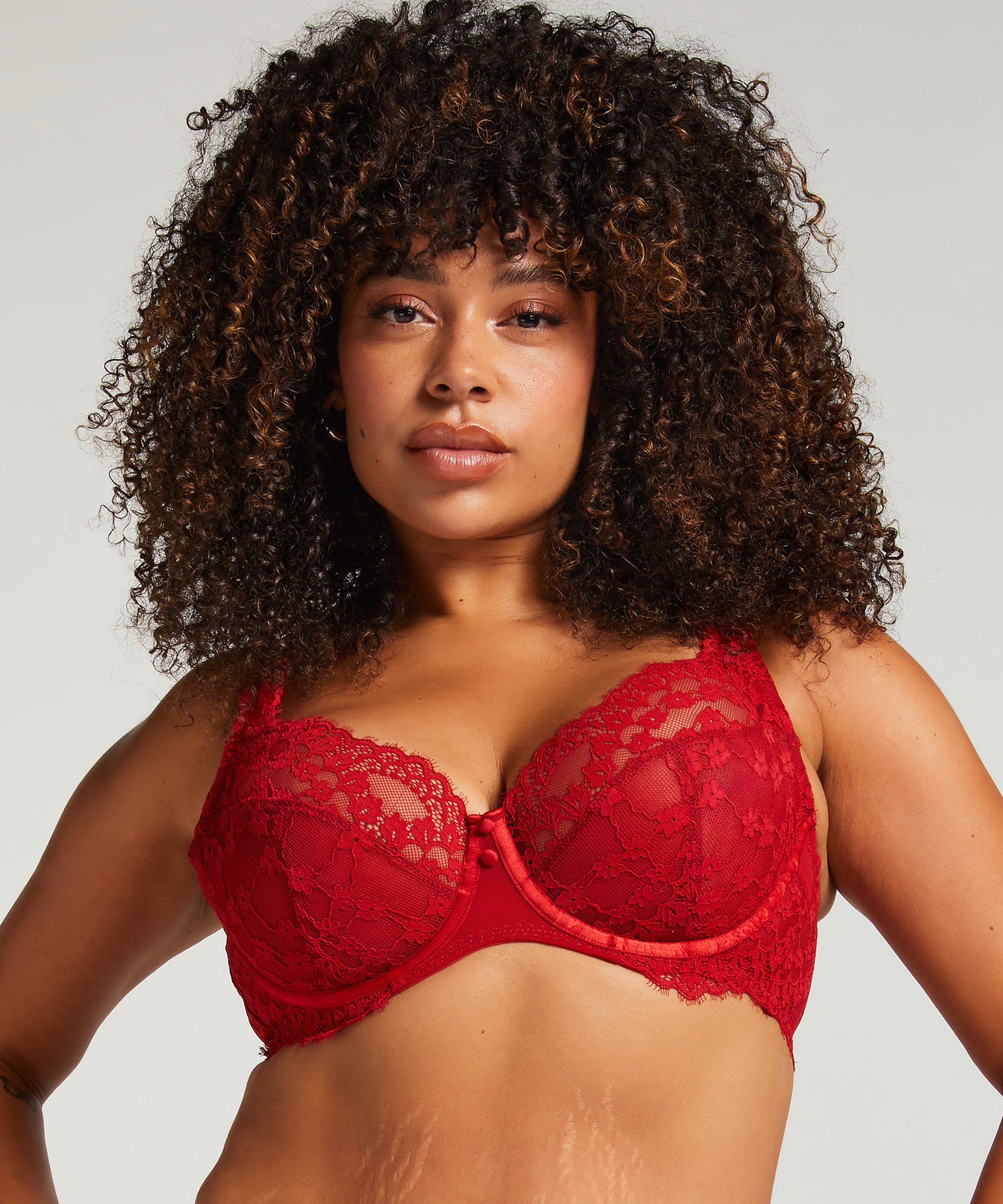 Daisy Non-Padded Underwired Bra, Red, main