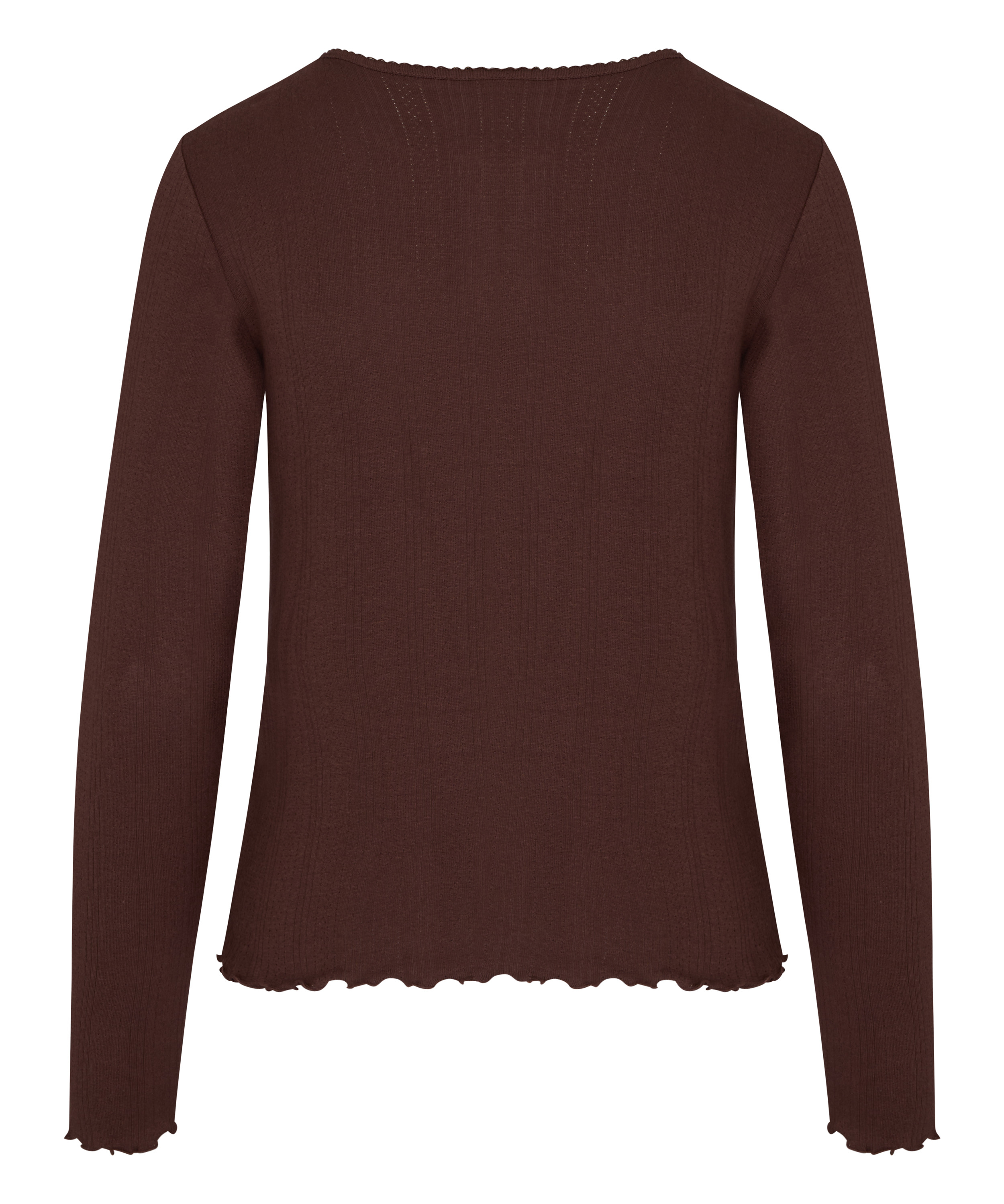 Pyjama Top Pointelle, Brown, main