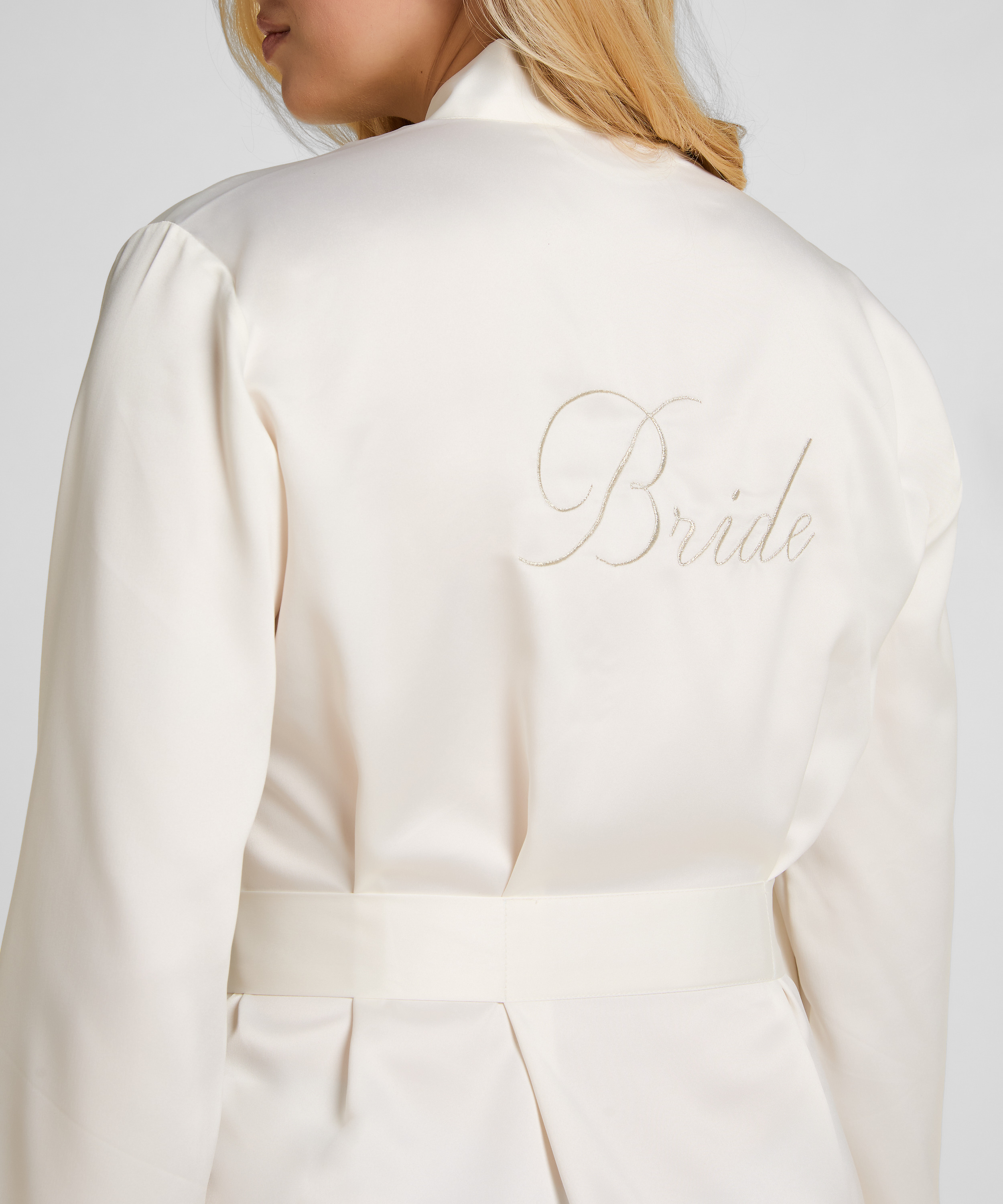 Kimono Bridal Satin, White, main