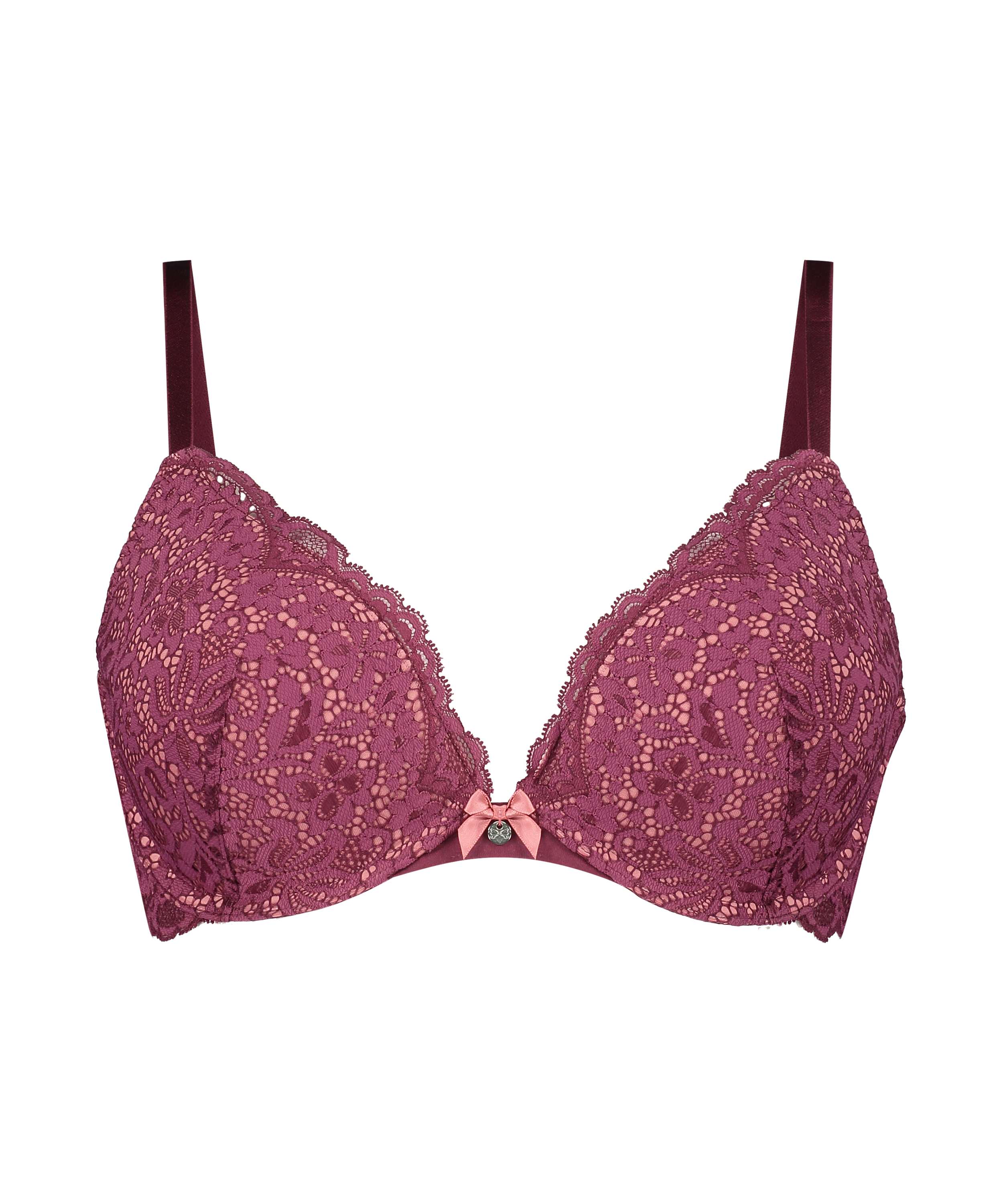 Rose padded push-up bra, Red, main