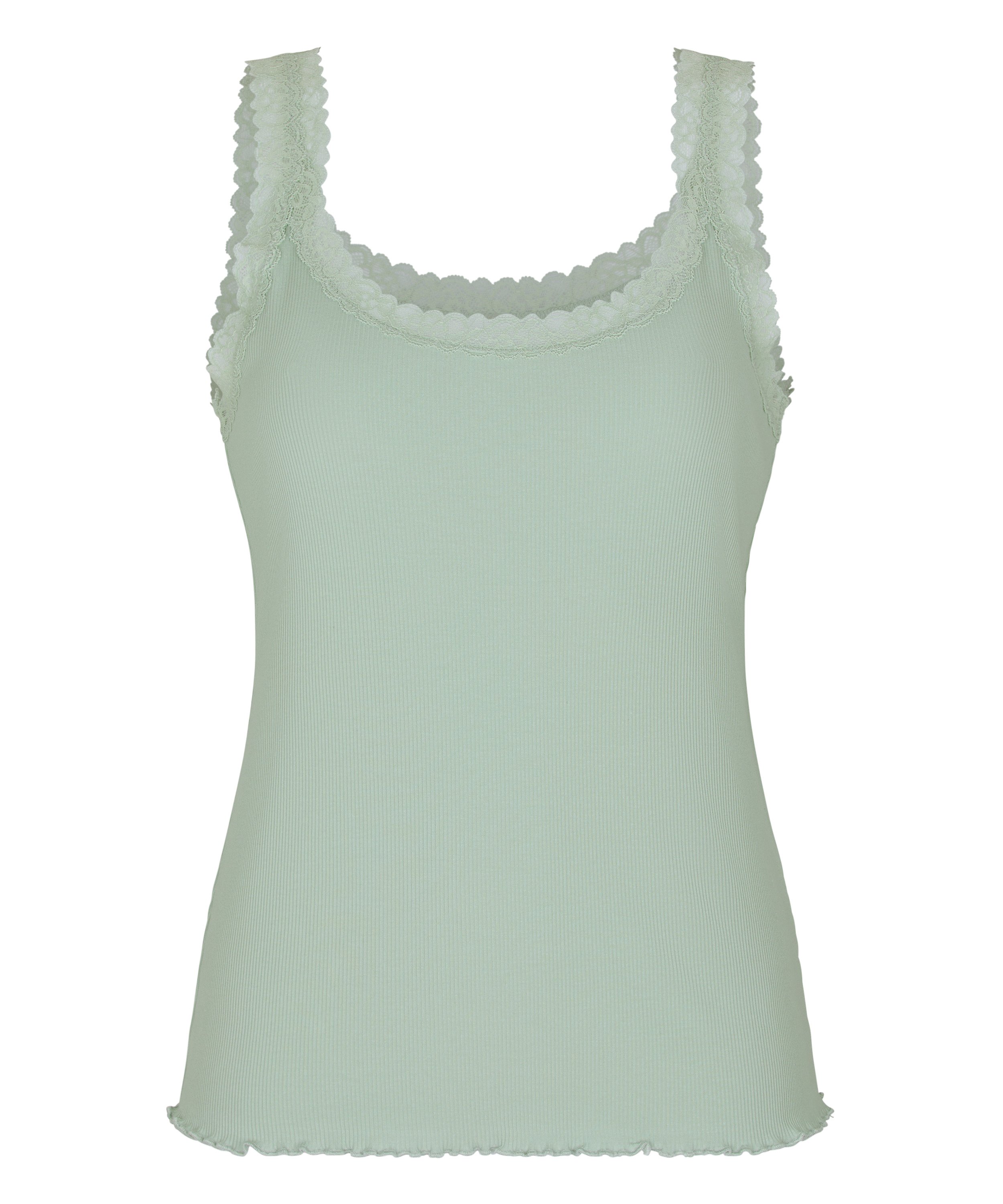Singlet Rib Jersey Lace, Green, main