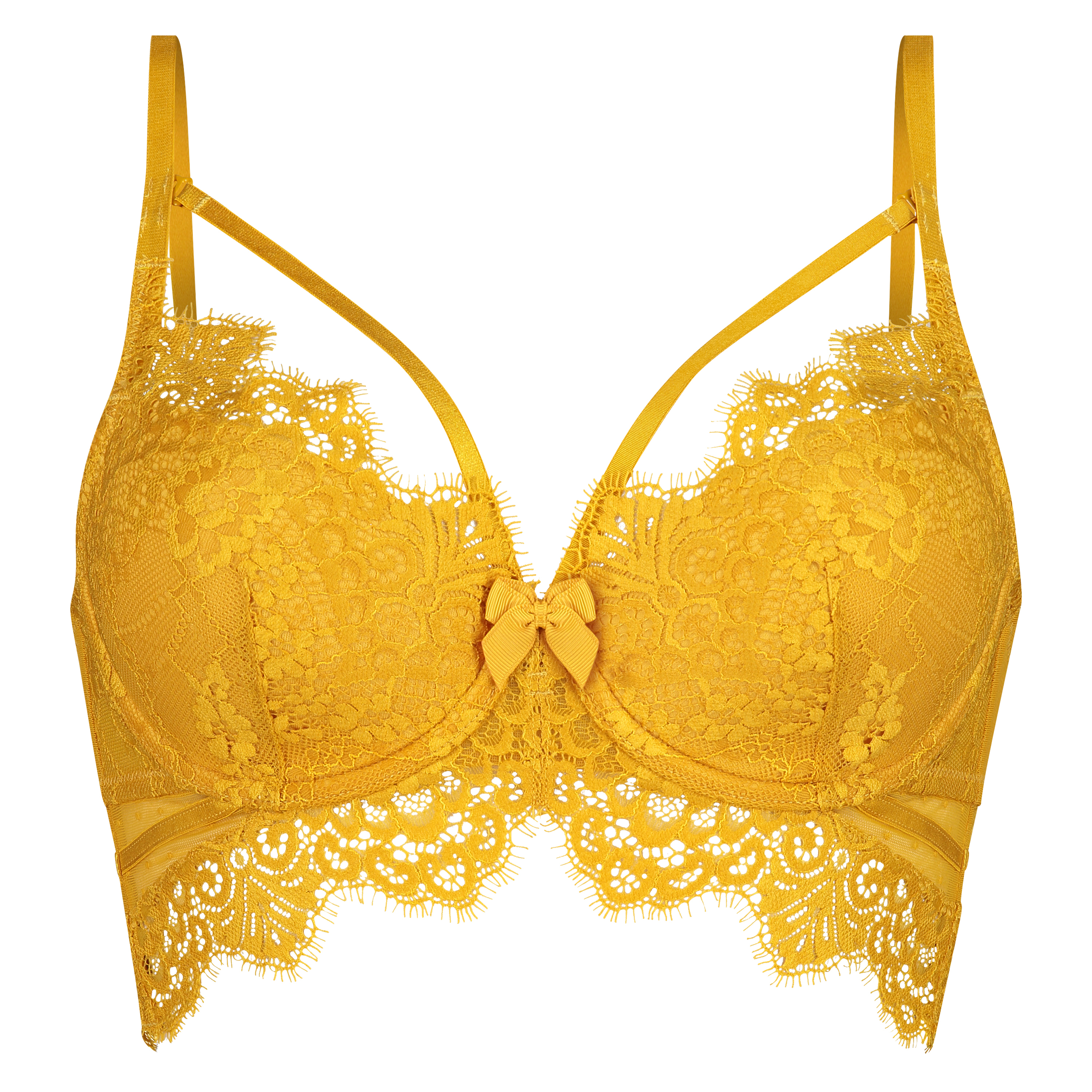 Marilee Padded Underwired Longline Bra, Yellow, main