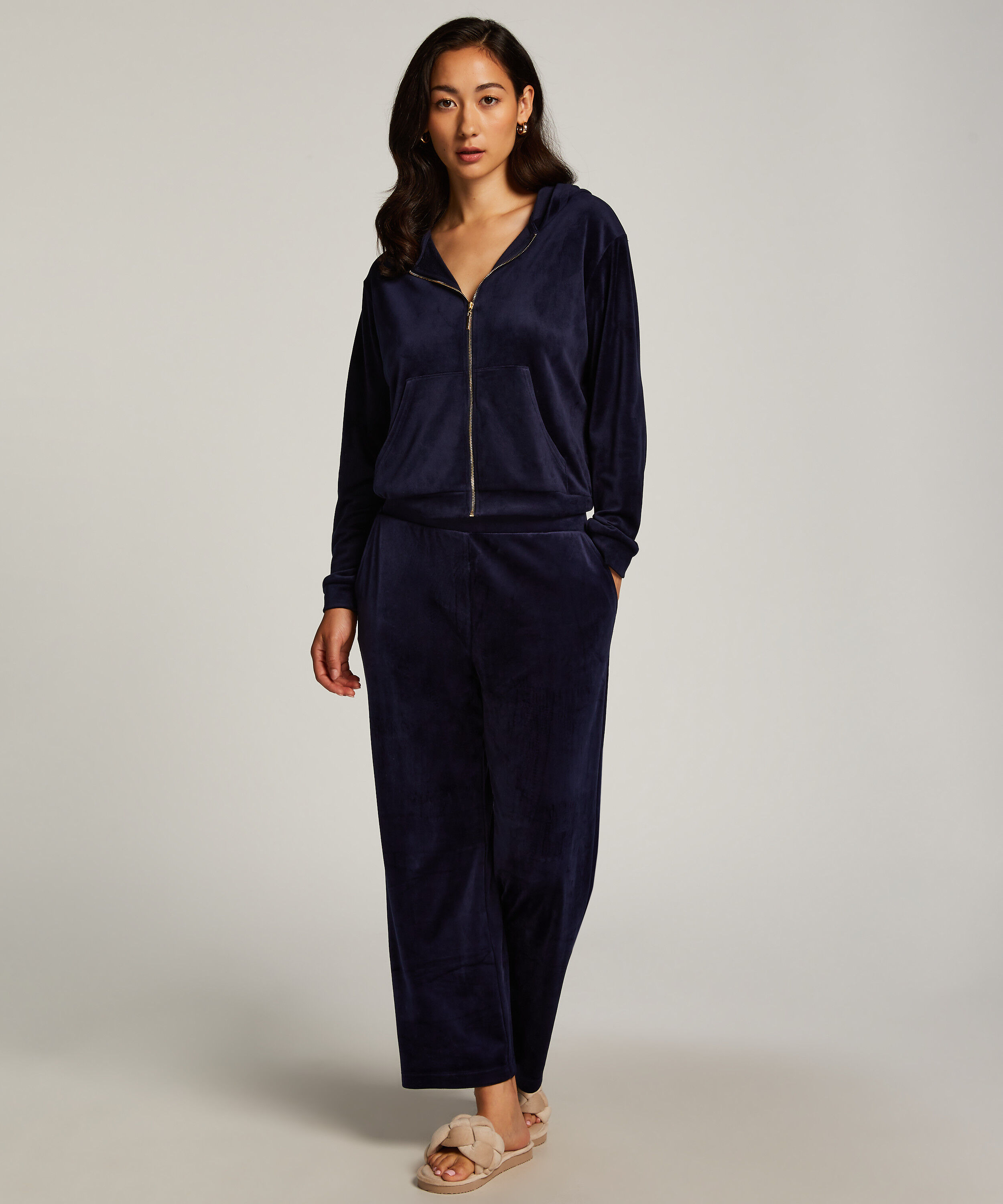 Tall Velours Pyjama Bottoms, Blue