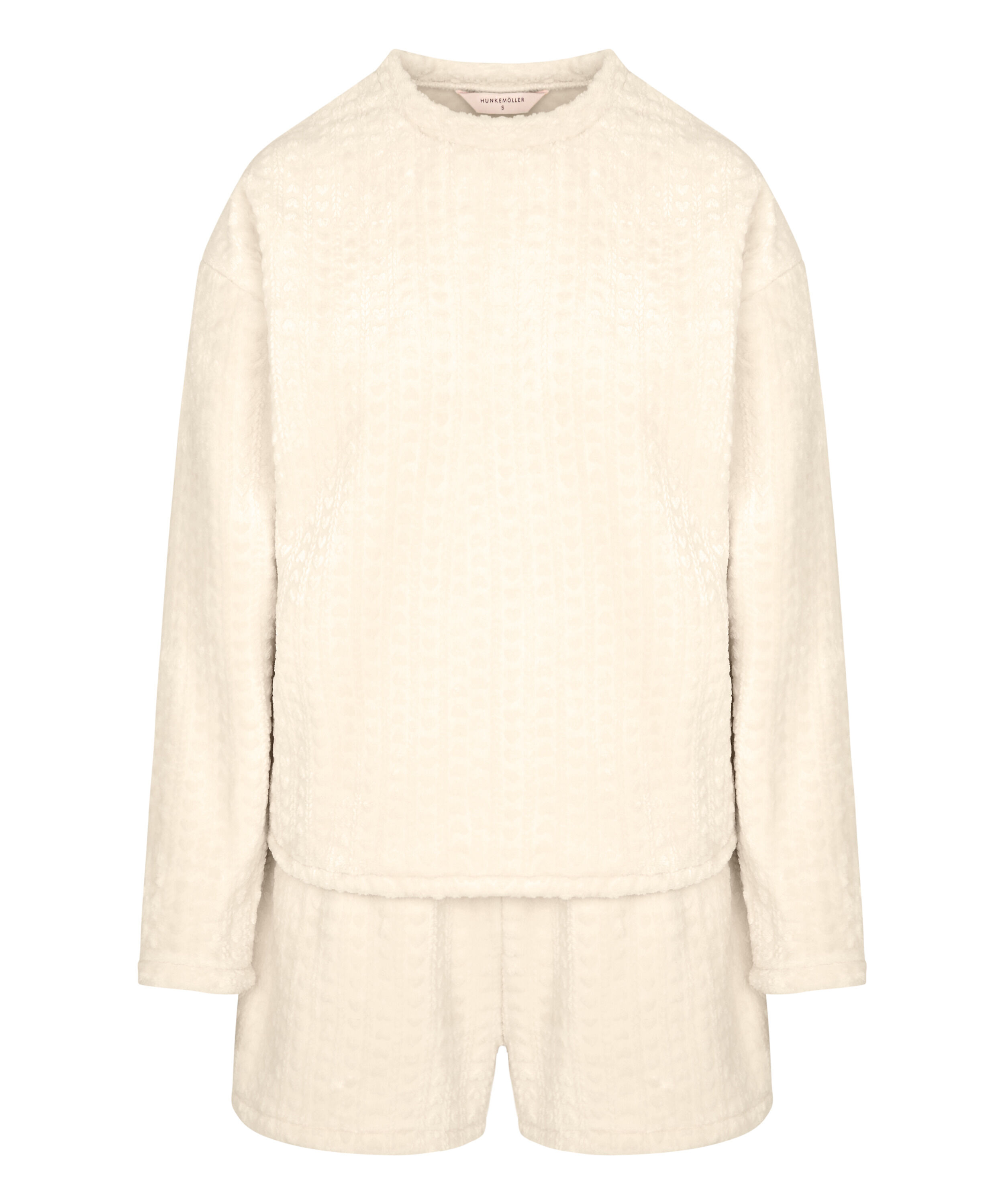 Pyjama Set Cable Fleece Heart, White