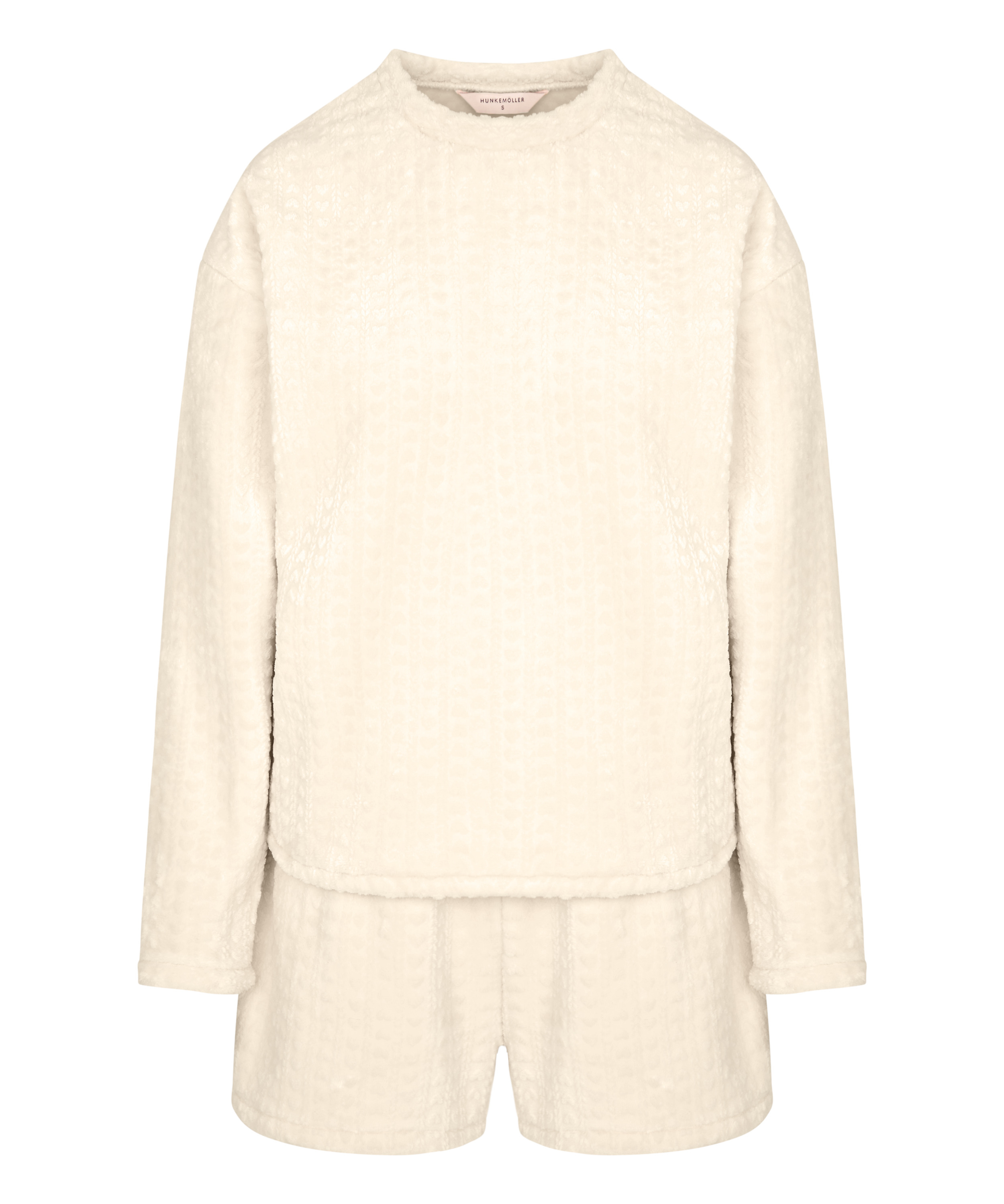 Pyjama Set Fleece with Hearts, White, main