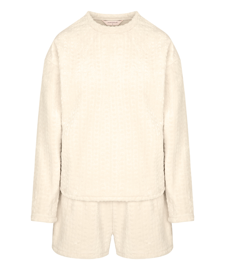 Pyjama Set Fleece with Hearts, White