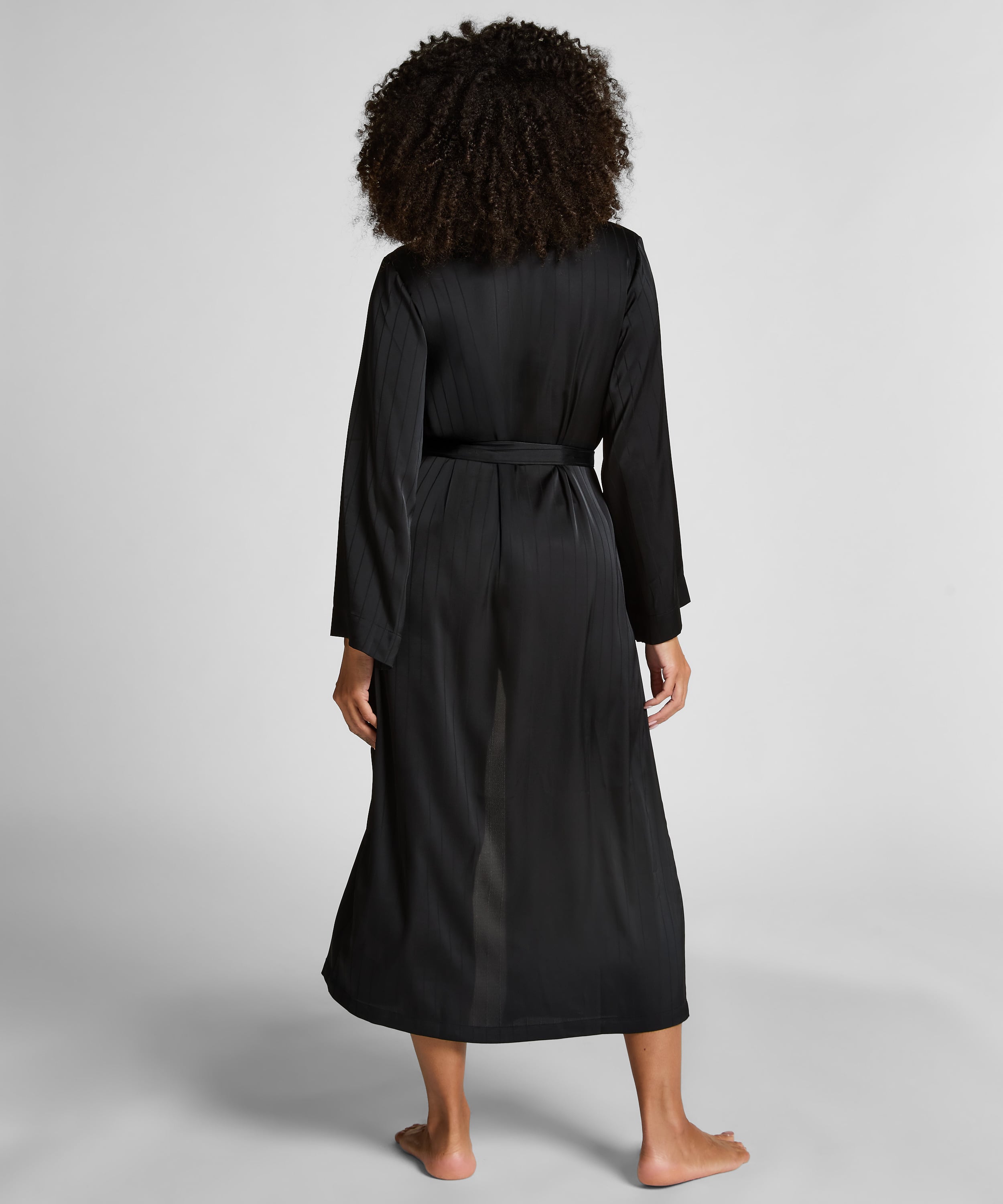 Satin Pinstripe Kimono, Black, main