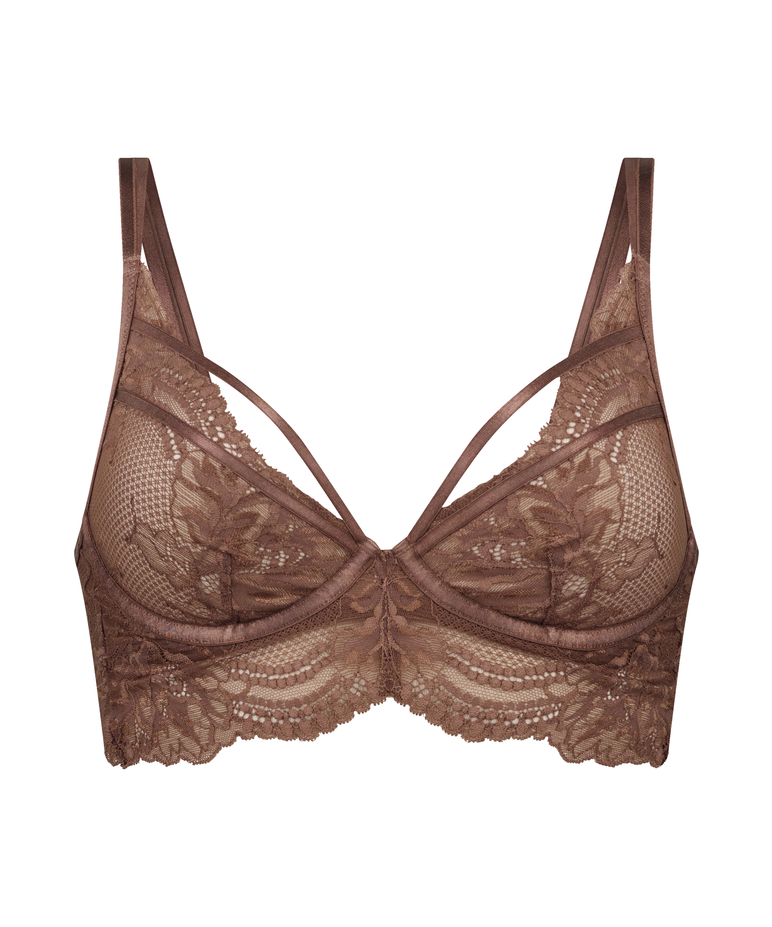 Raquel Non-Padded Longline Underwired Bra, Brown, main