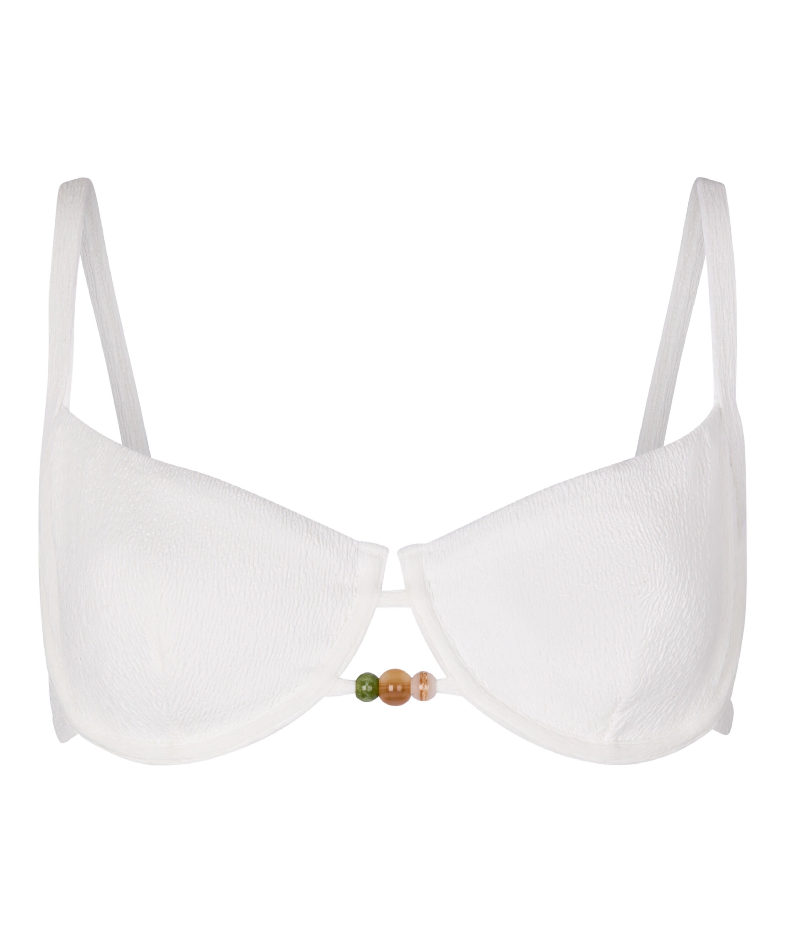 Non-Padded Underwired Bikini Top Crinkle, White