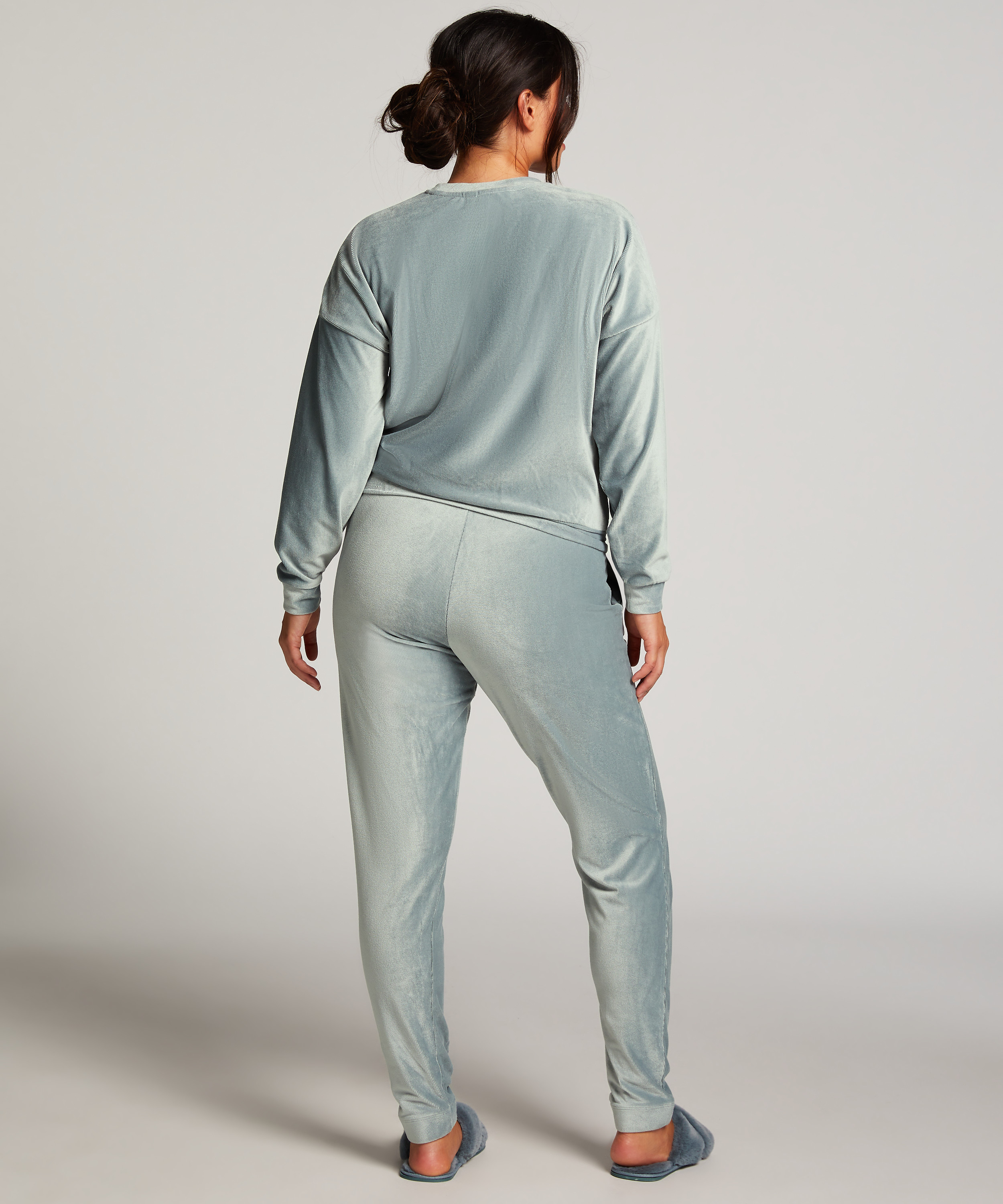 Velour rib jogging bottoms, Blue, main