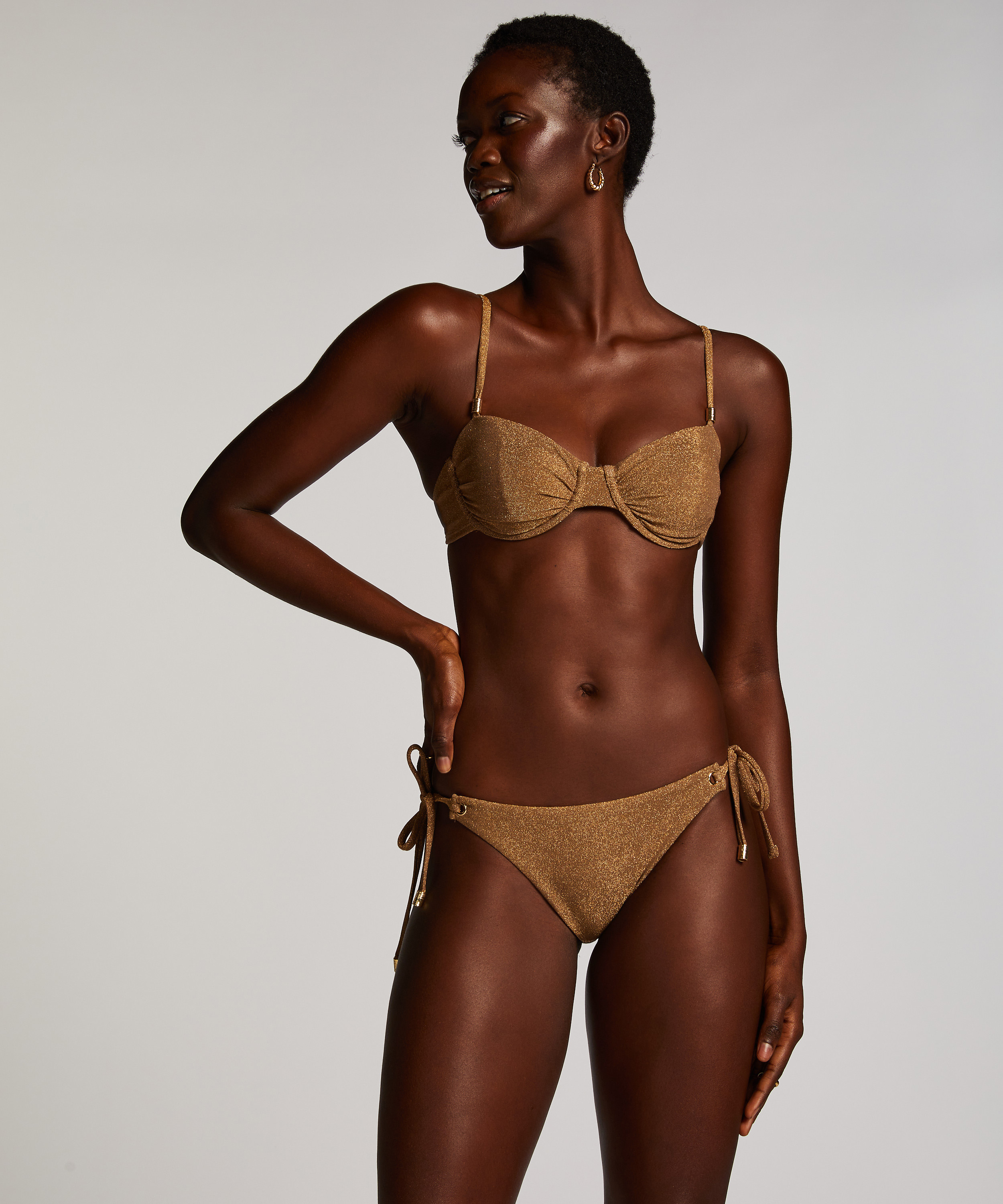 Goldie Shimmer Bikini Top, Yellow, main