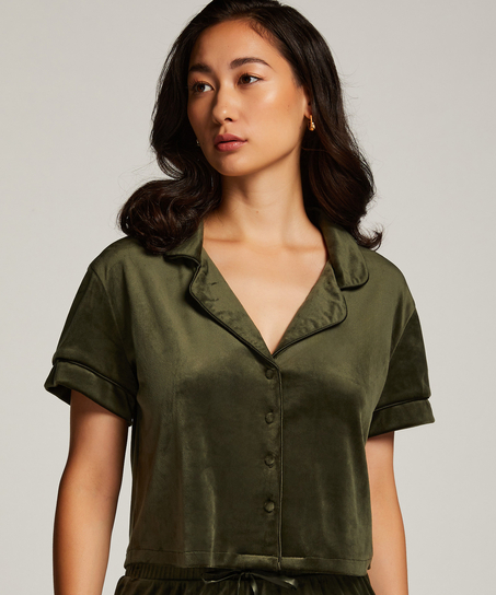 Short Sleeve Velour Jacket, Green