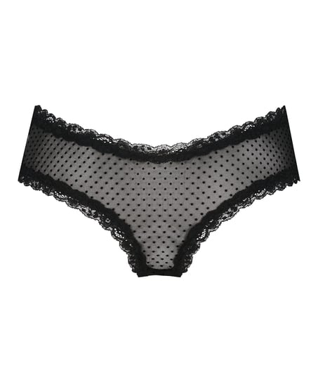V-shaped Brazilian knickers mesh, Black