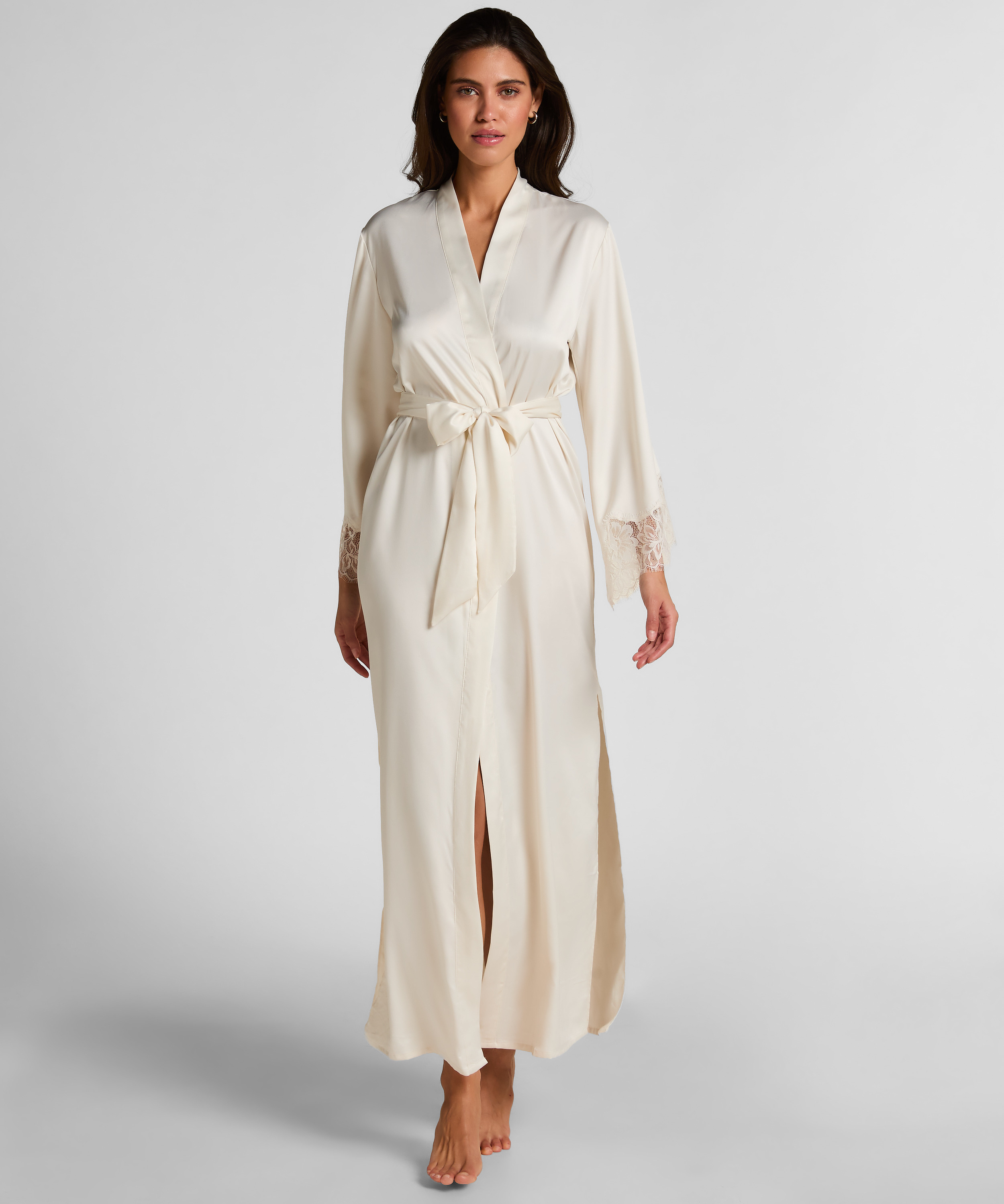 Kimono Long Satin Valerie, White, main