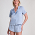 Satin Short-Sleeved Jacket, Blue