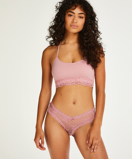 V-shaped Brazilian knickers mesh, Pink