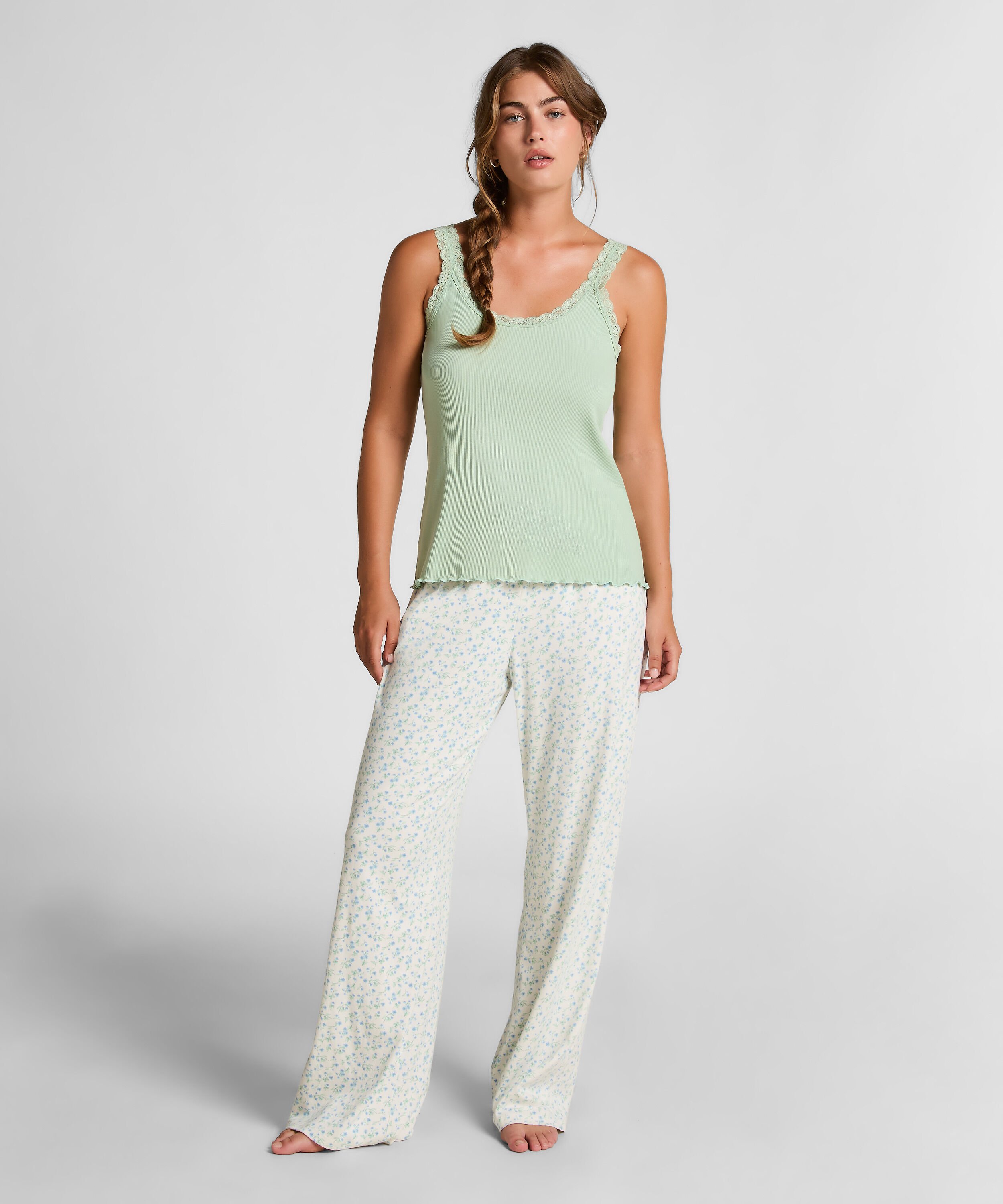 Singlet Rib Jersey Lace, Green