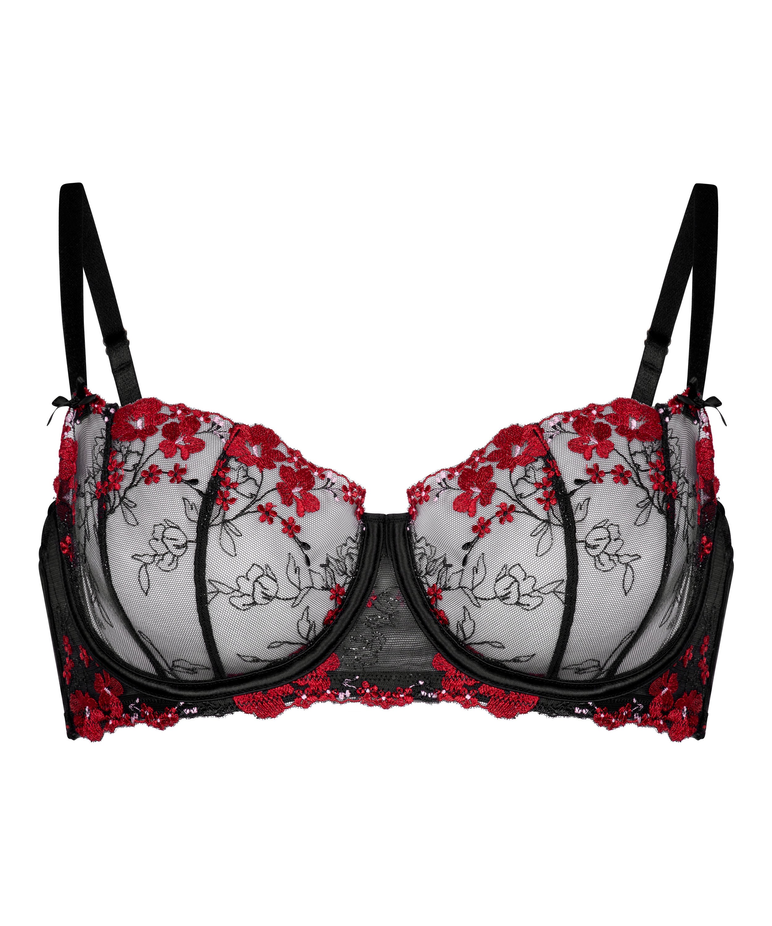 Peonie Non-Padded Underwired Bra, Black, main