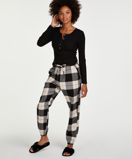 Petite Twill Check Pyjama pants, Black