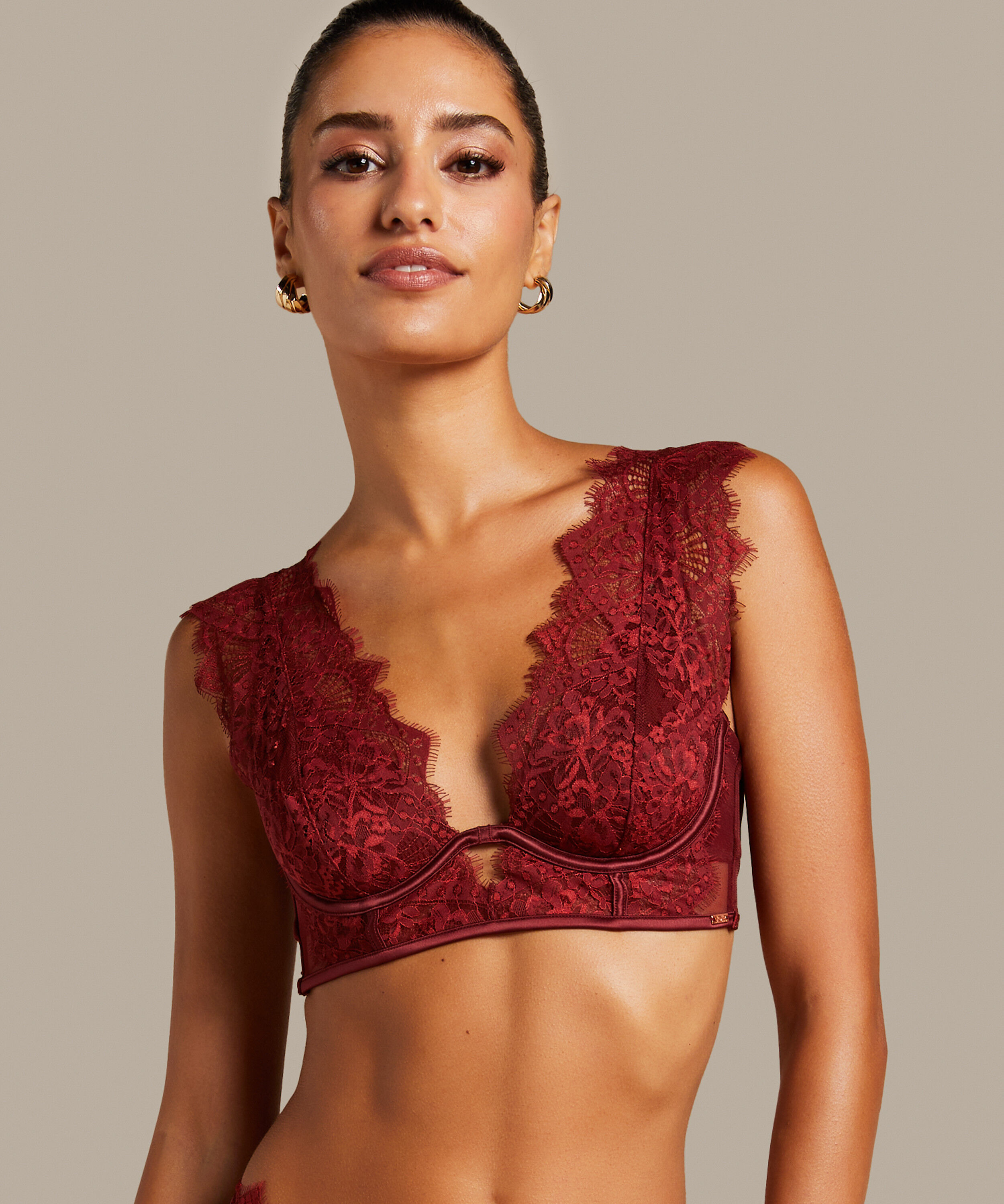 Zoe Non-Padded Underwired Longline Bra, Red
