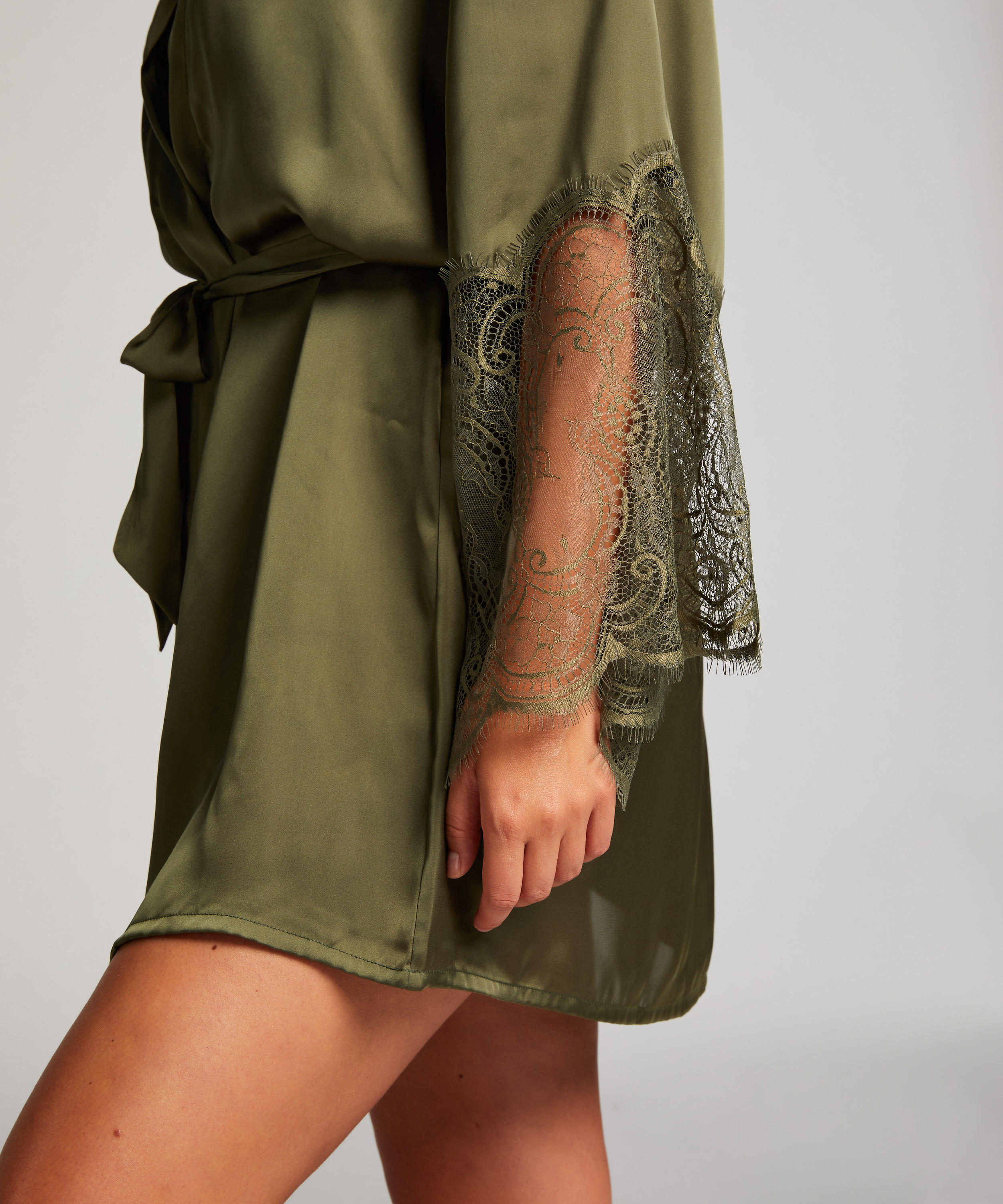 Satin Kimono, Green, main