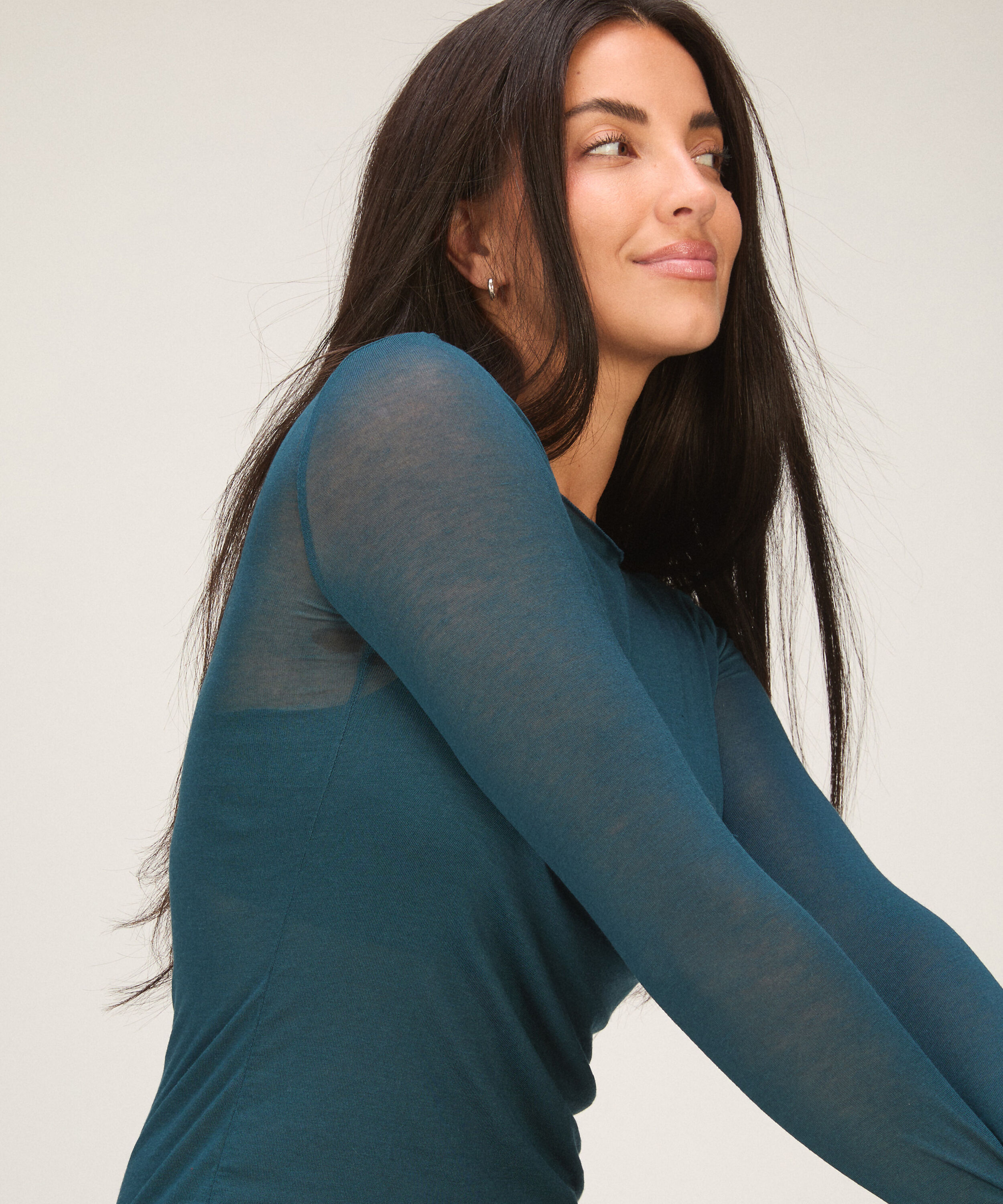 super soft Boatneck Shirt with Cashmere, Blue