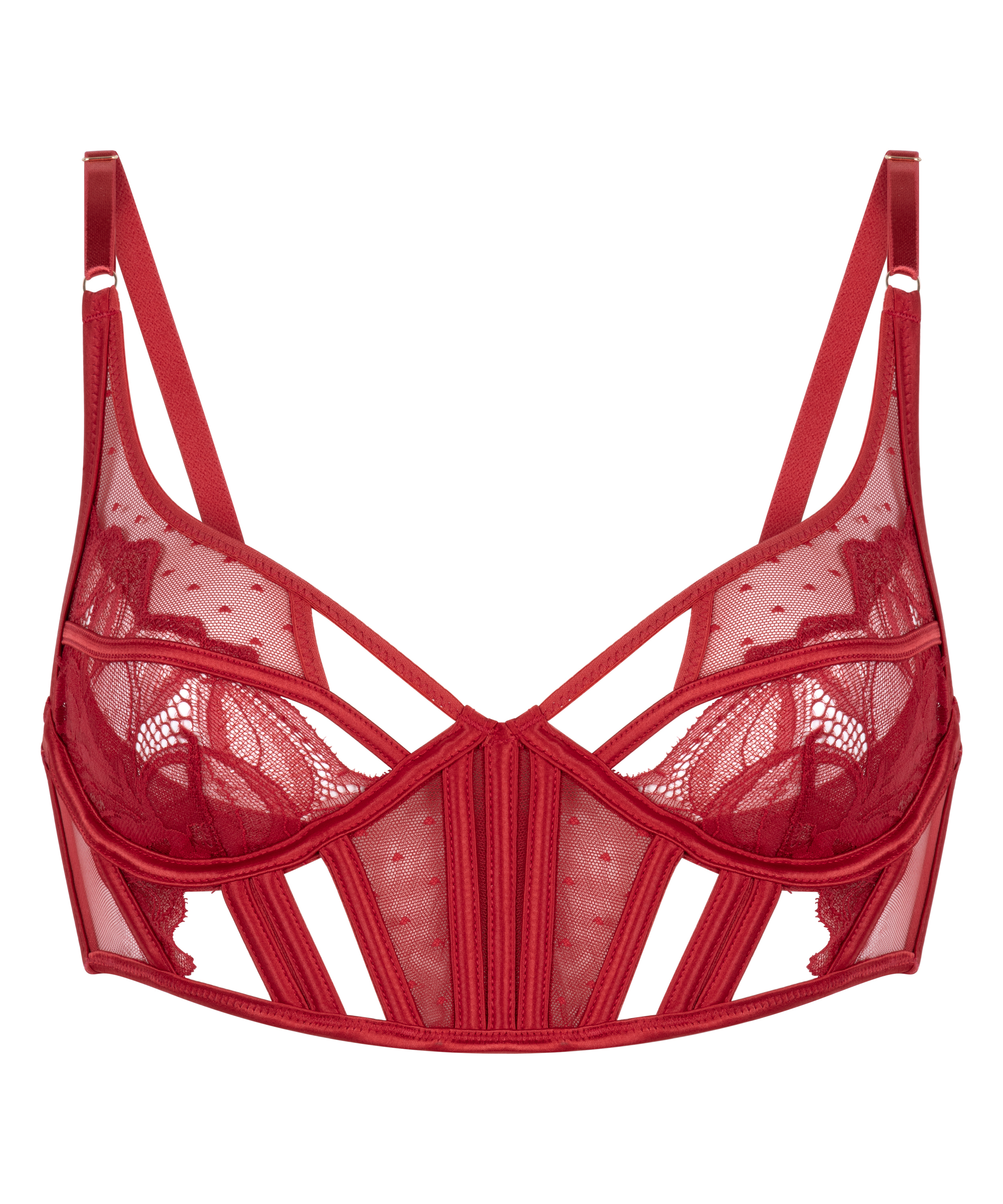 Billie Non-Padded Longline Underwired Bra, Red, main