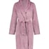 Short Fleece Ribbed Bathrobe, Purple