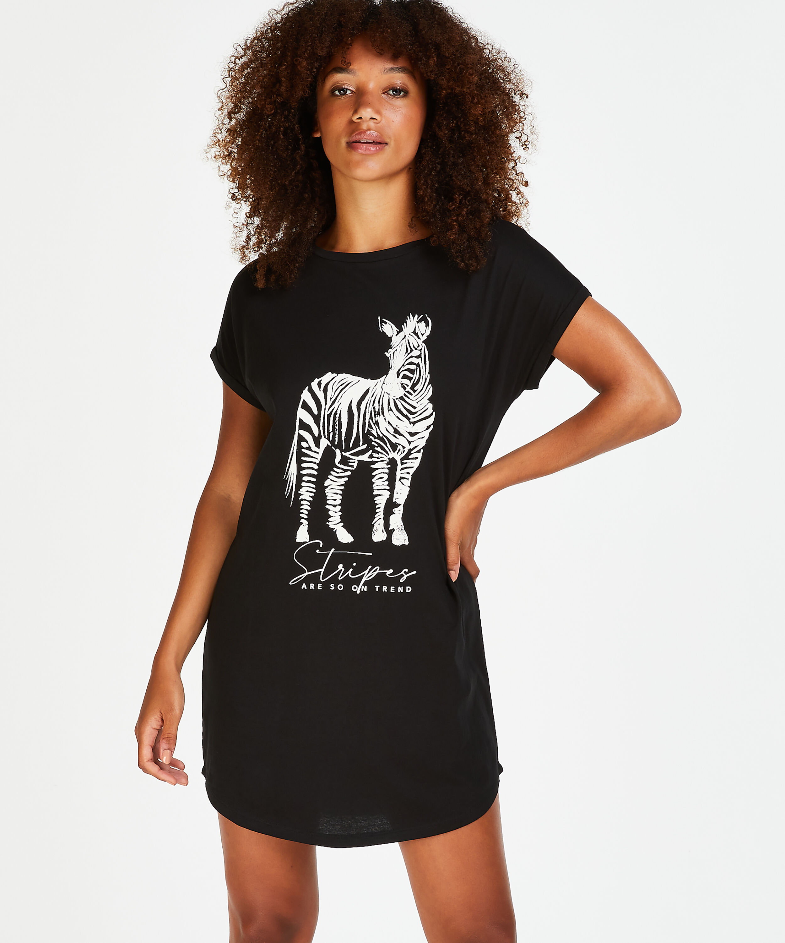 Round Neck Nightshirt, Black