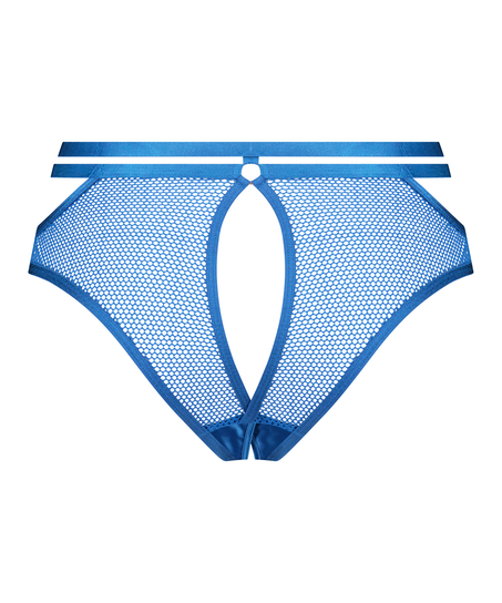 Pleasure Open-Crotch Brazilian Knickers, Blue