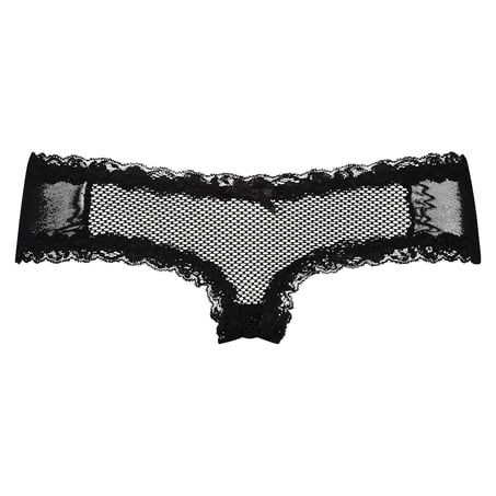 V-shaped Brazilian knickers mesh, Black