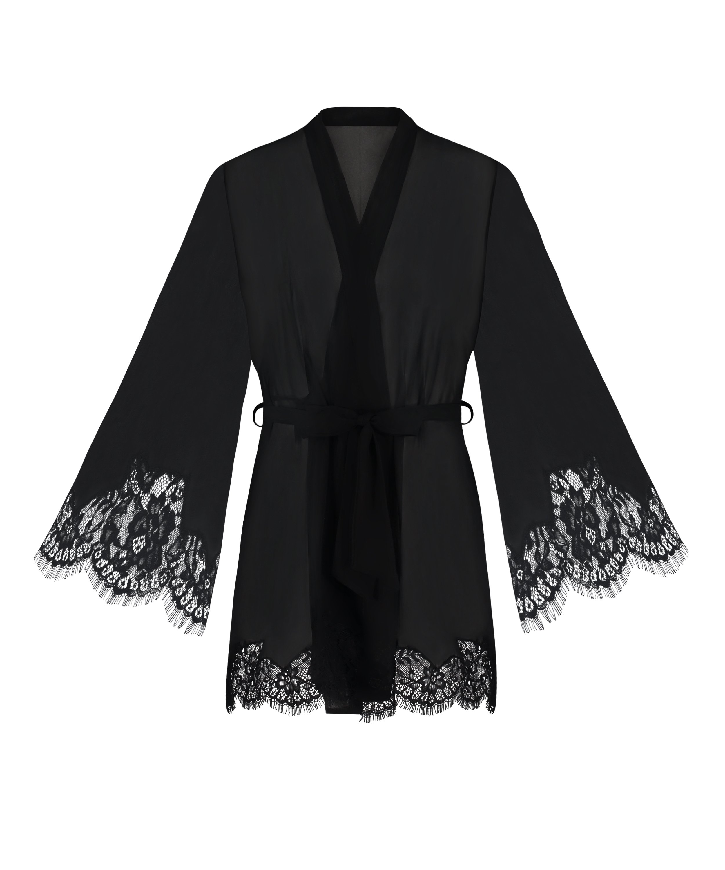Satin Kimono, Black, main