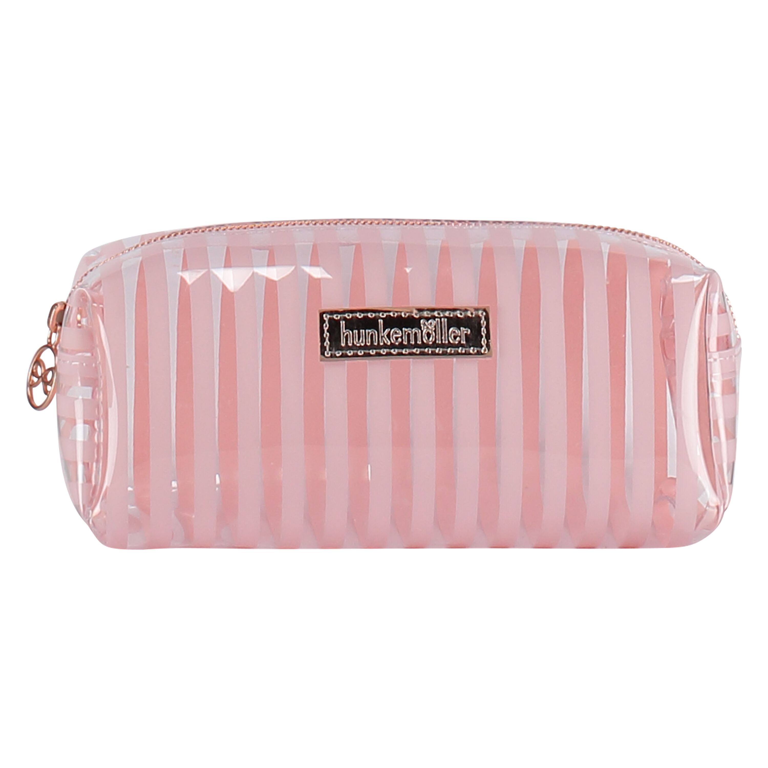 Stripe Plastic Make Up Bag, Pink