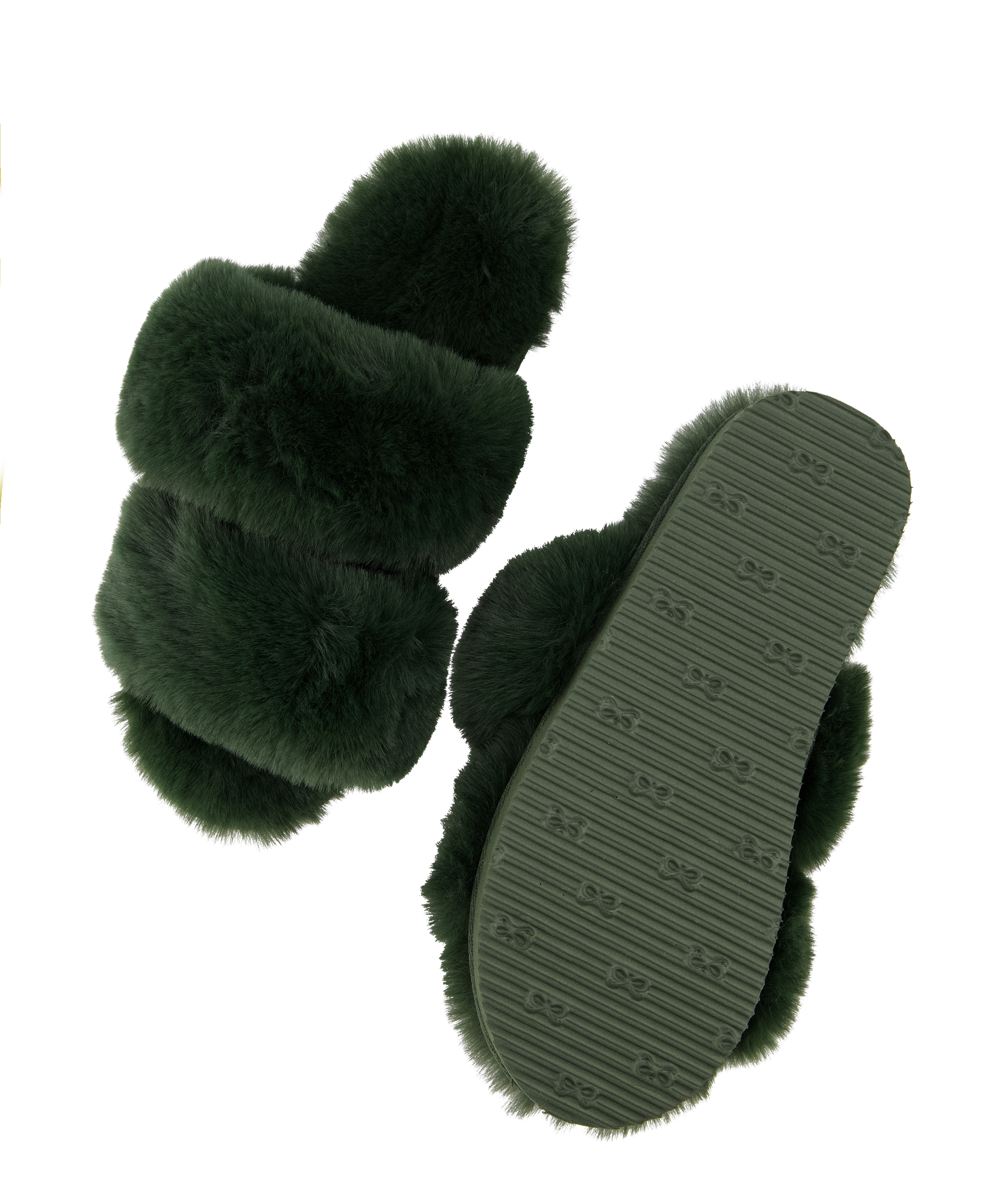 Fake Fur Slippers, Green, main