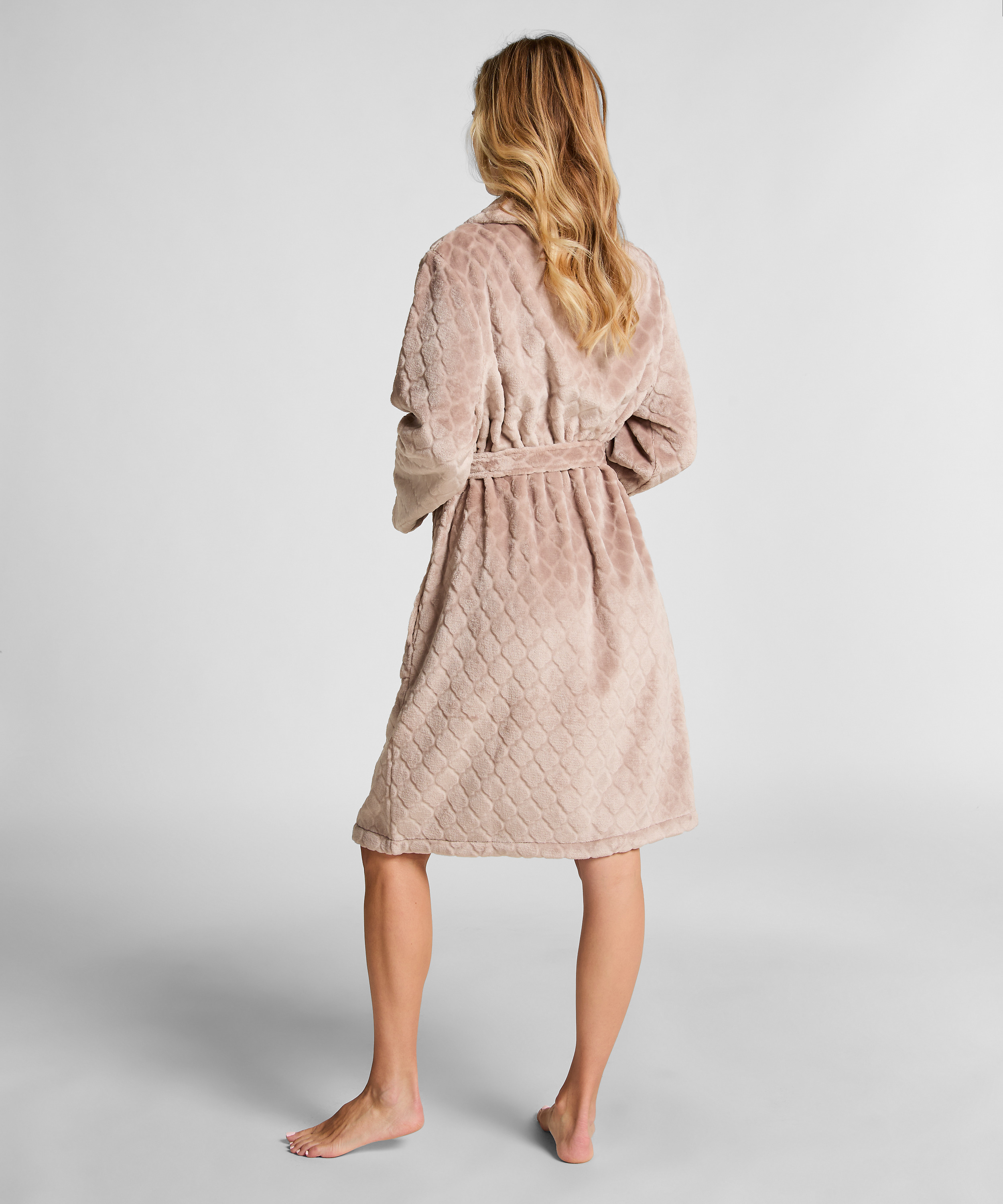 Fleece Bathrobe, Beige, main